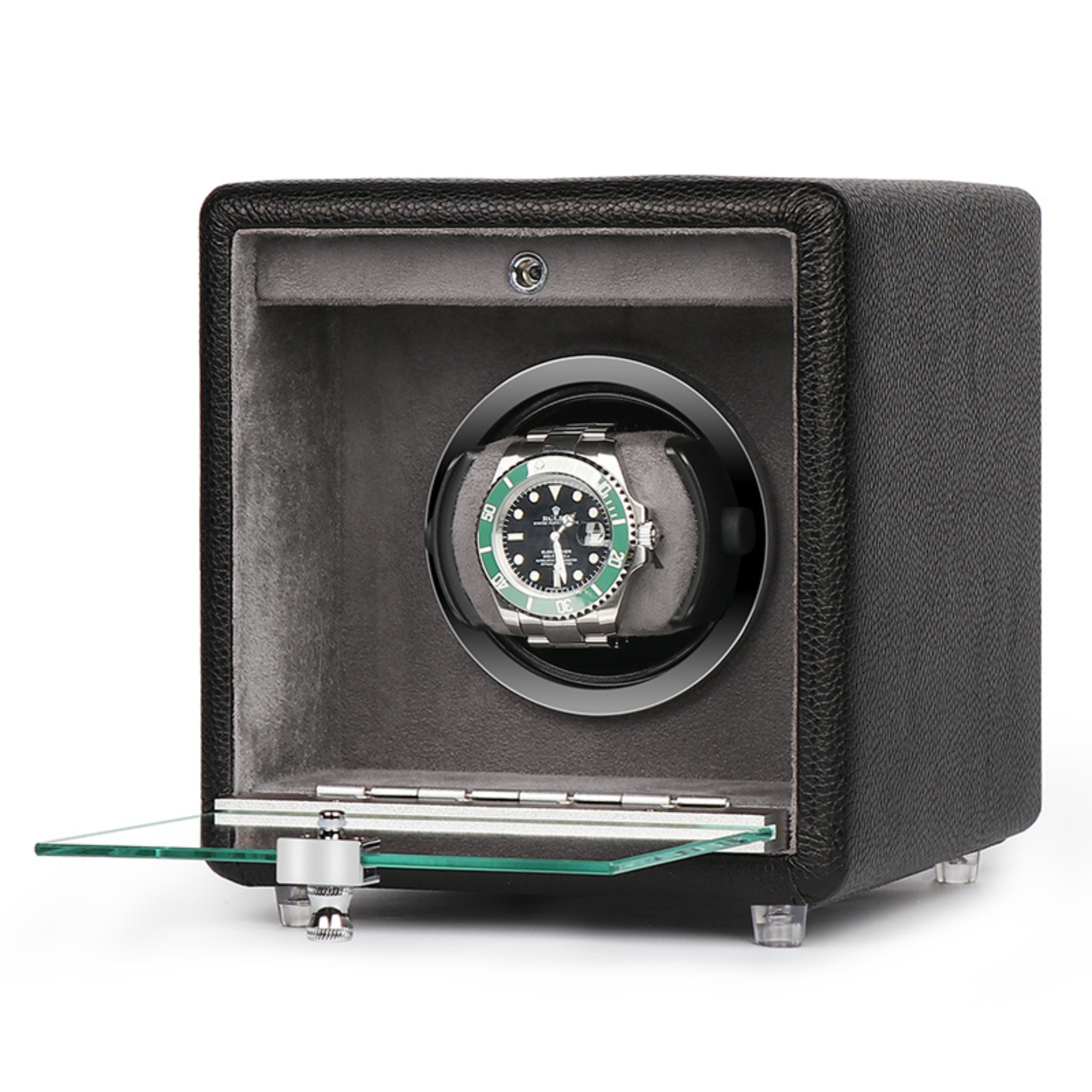 Evandale Watch Winder for 1 Watch in Black Leather