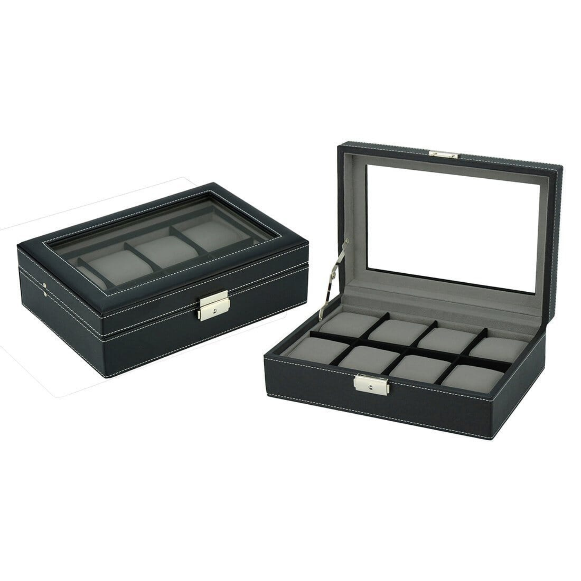 Seconds - Black Leather Watch Box for 8 Watches