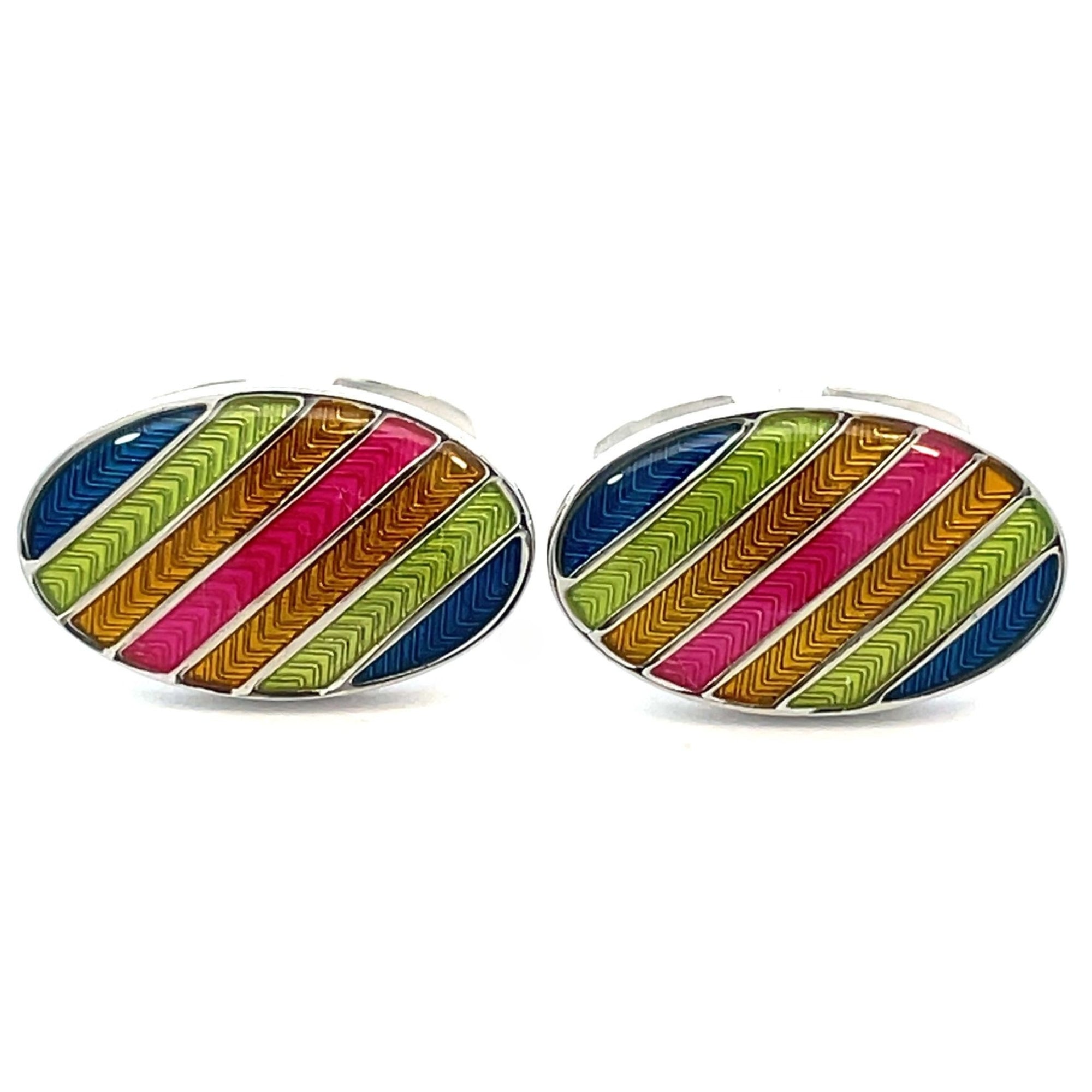 Multicolour Striped Oval Cufflinks