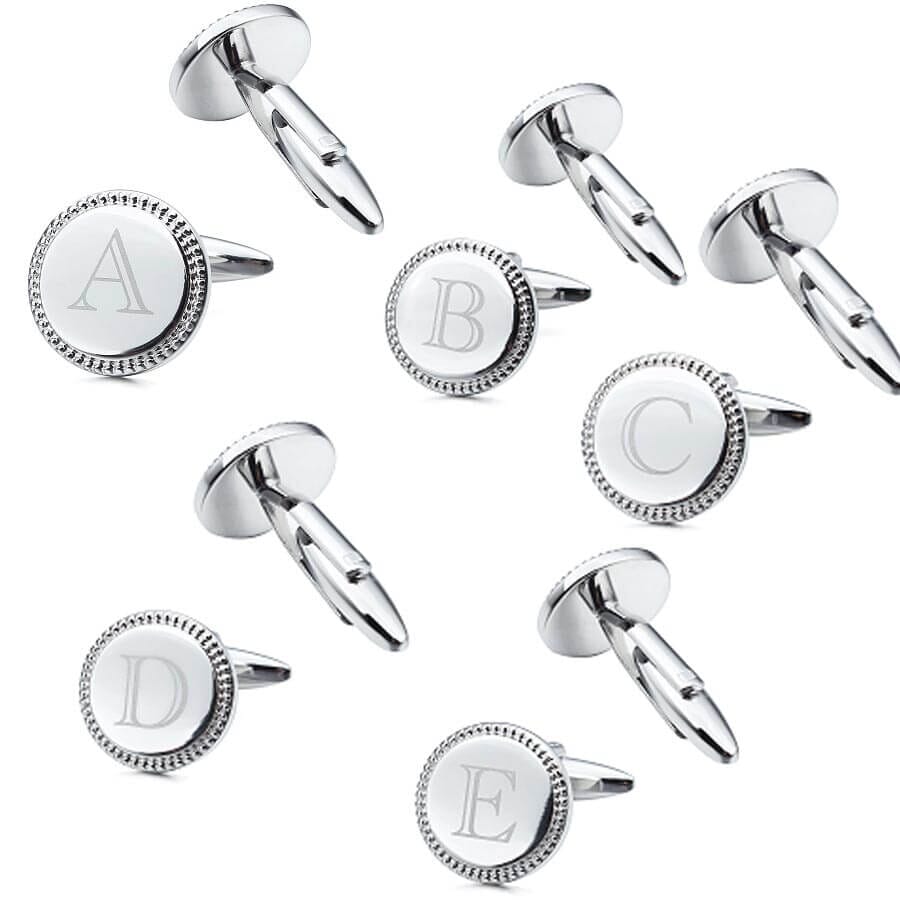 Silver Initial Round Cufflinks Novelty Cufflinks Clinks