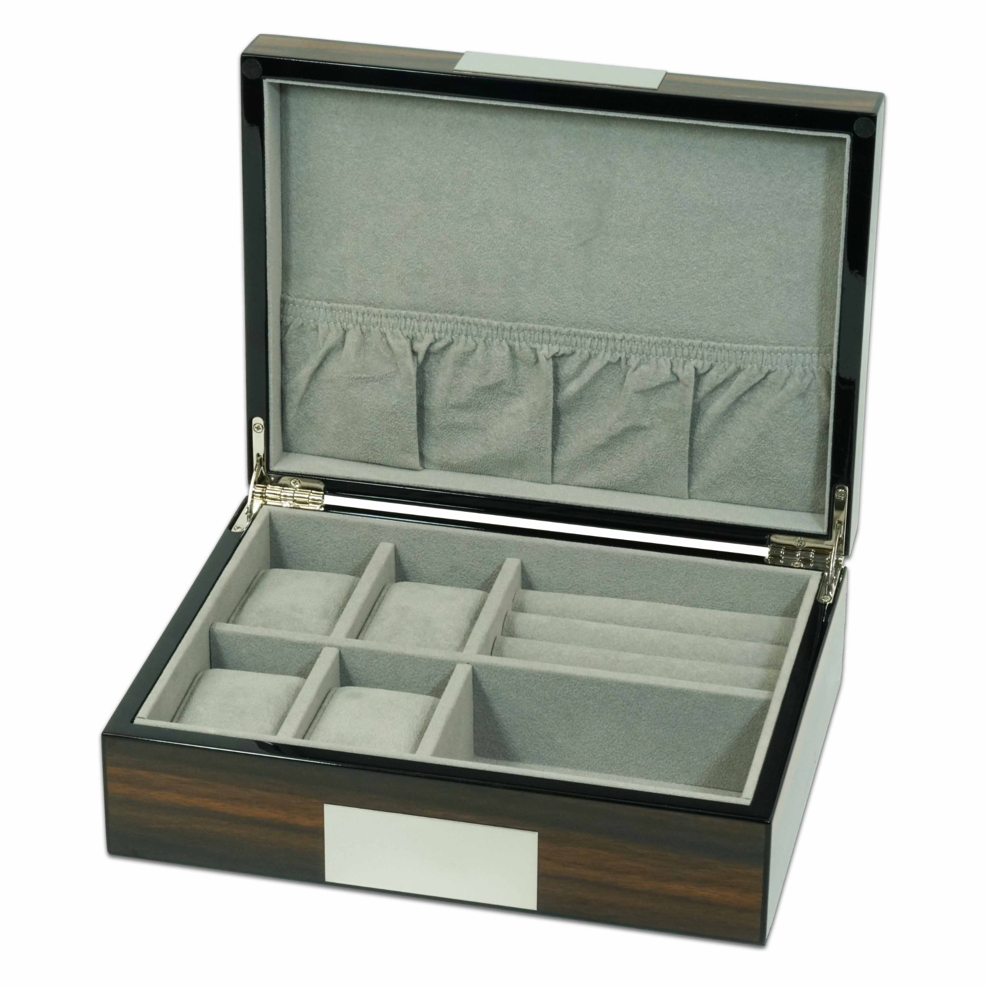 Ebony Wooden Cufflink Watch Box
