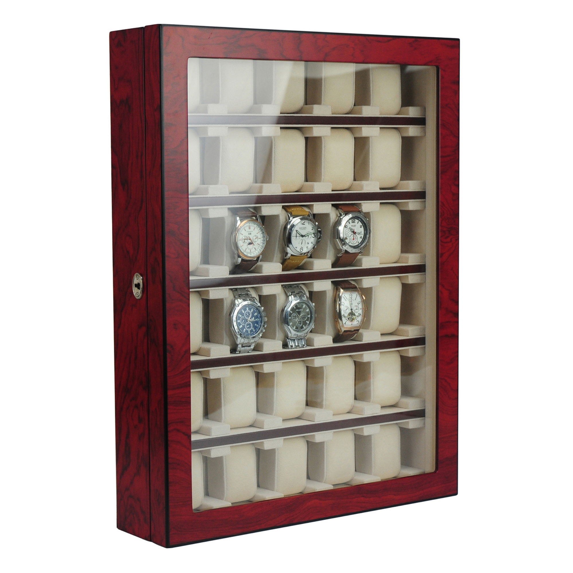 Bubinga Wooden Watch Cabinet for 30 watches