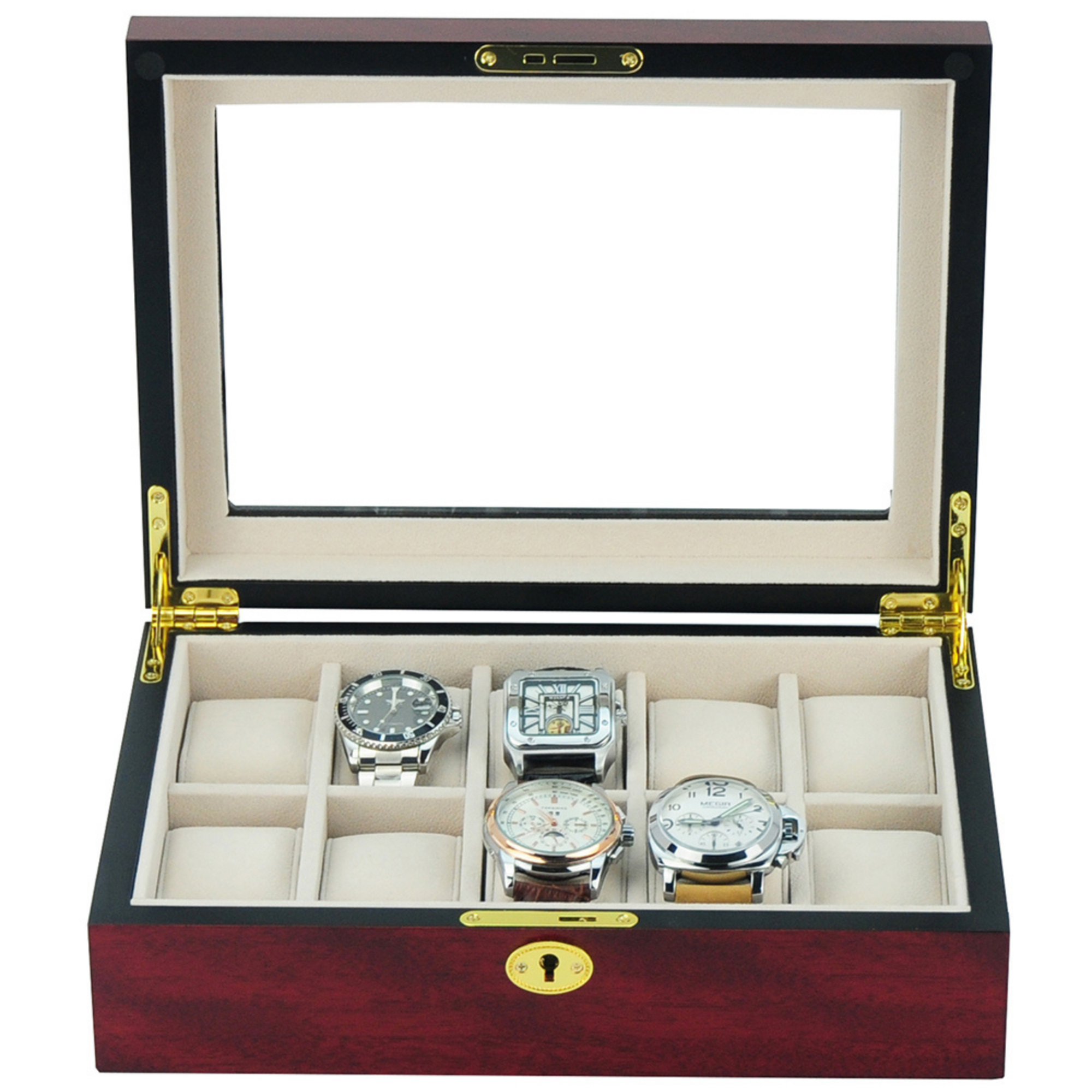 Cherry Wooden Watch Box for 10 Watches