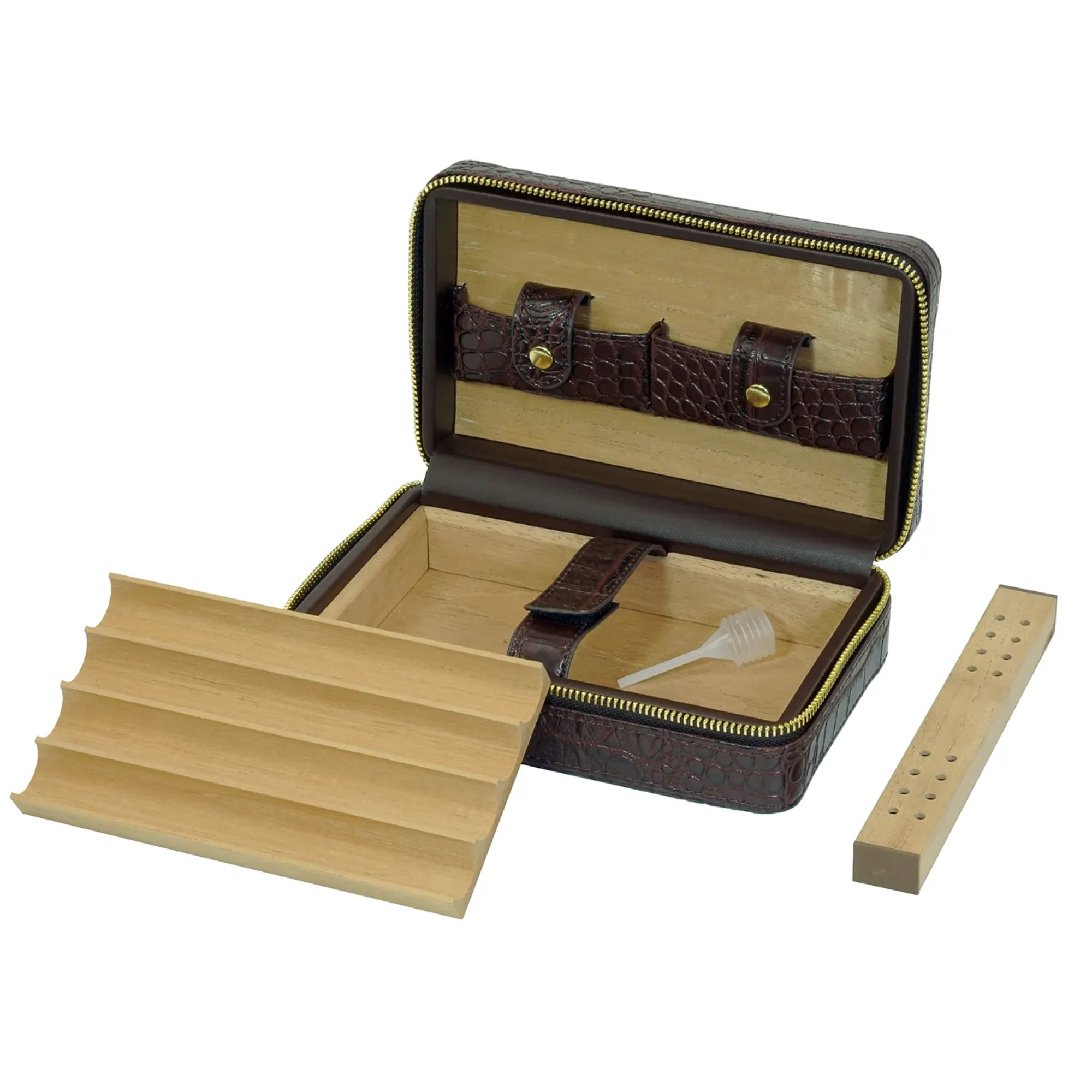 Dark Brown Cigar Humidor Leather Case for Cigars