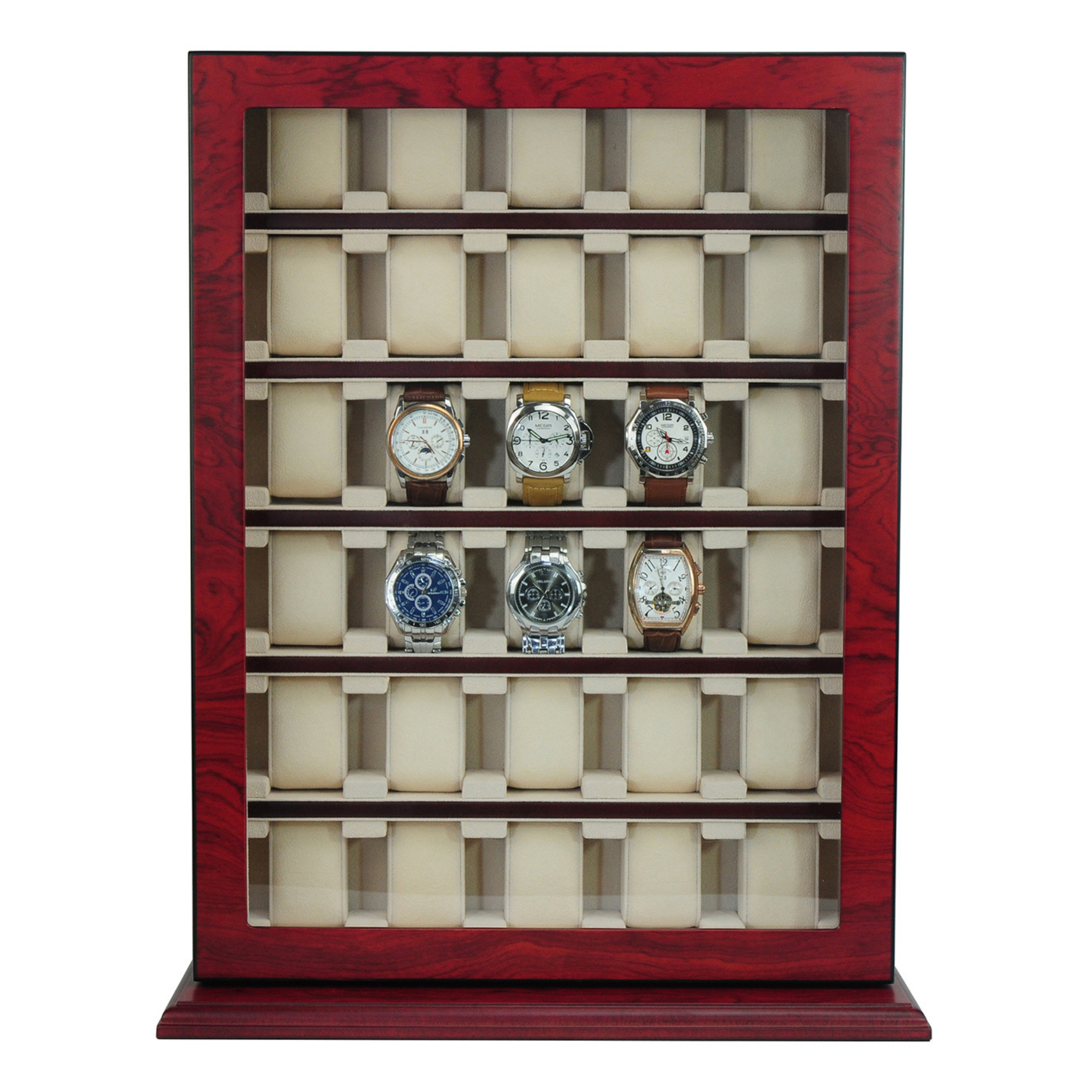 Bubinga Wooden Watch Cabinet for 30 watches