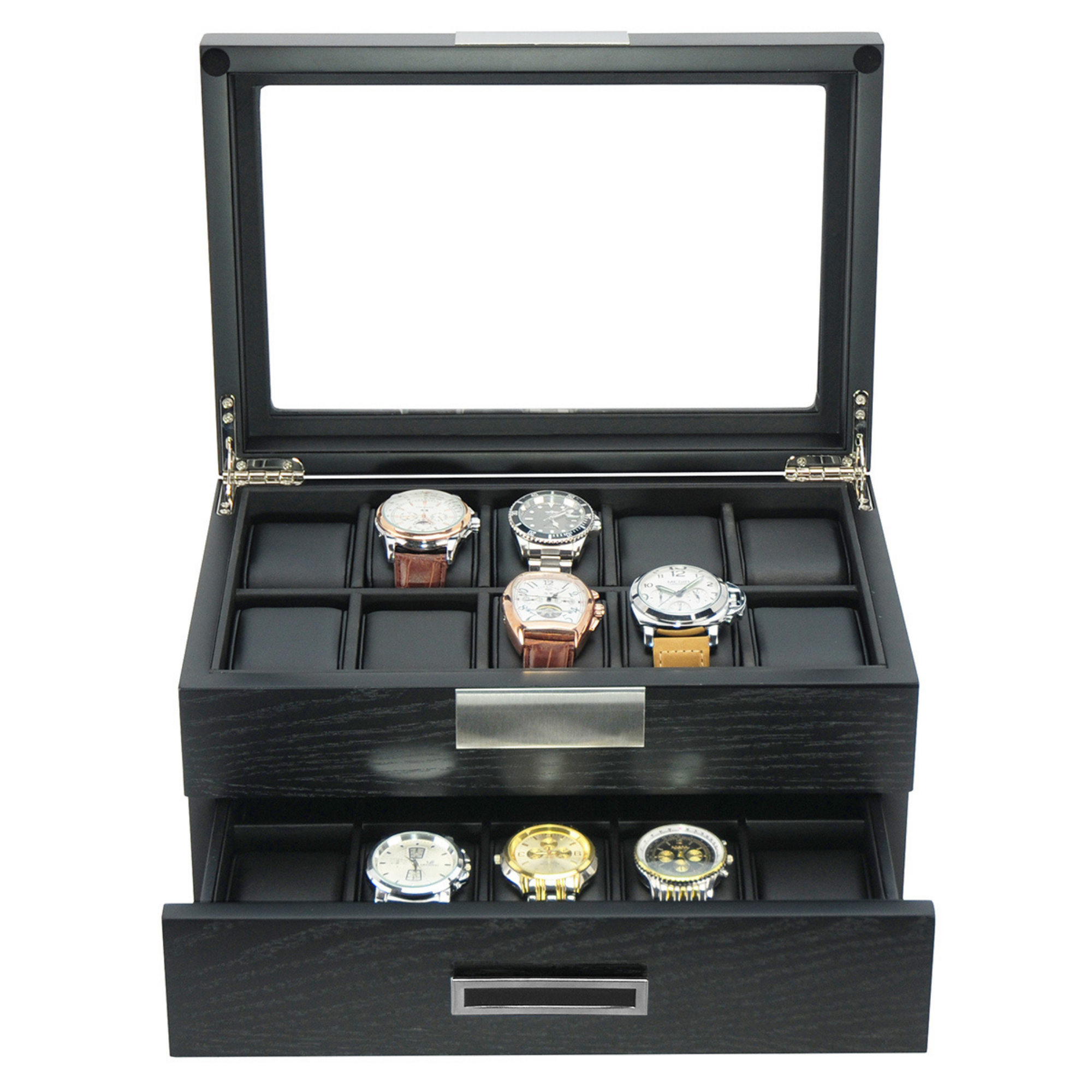 Black Wooden Watch Box for 20 Watches