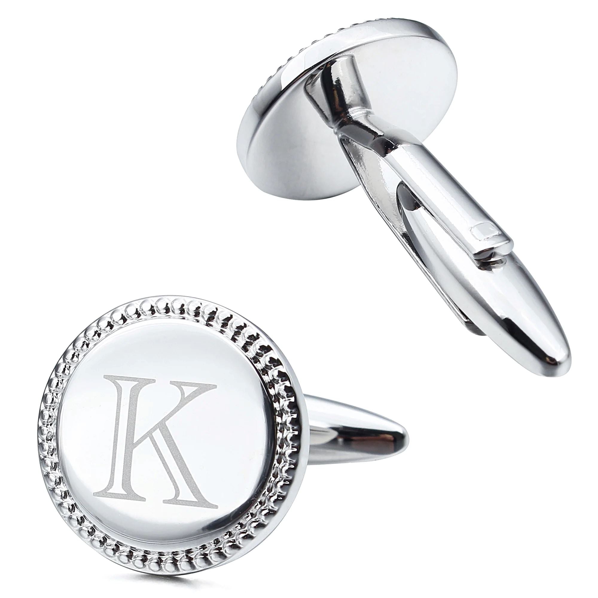 Personalised Silver Initial Round Cufflinks