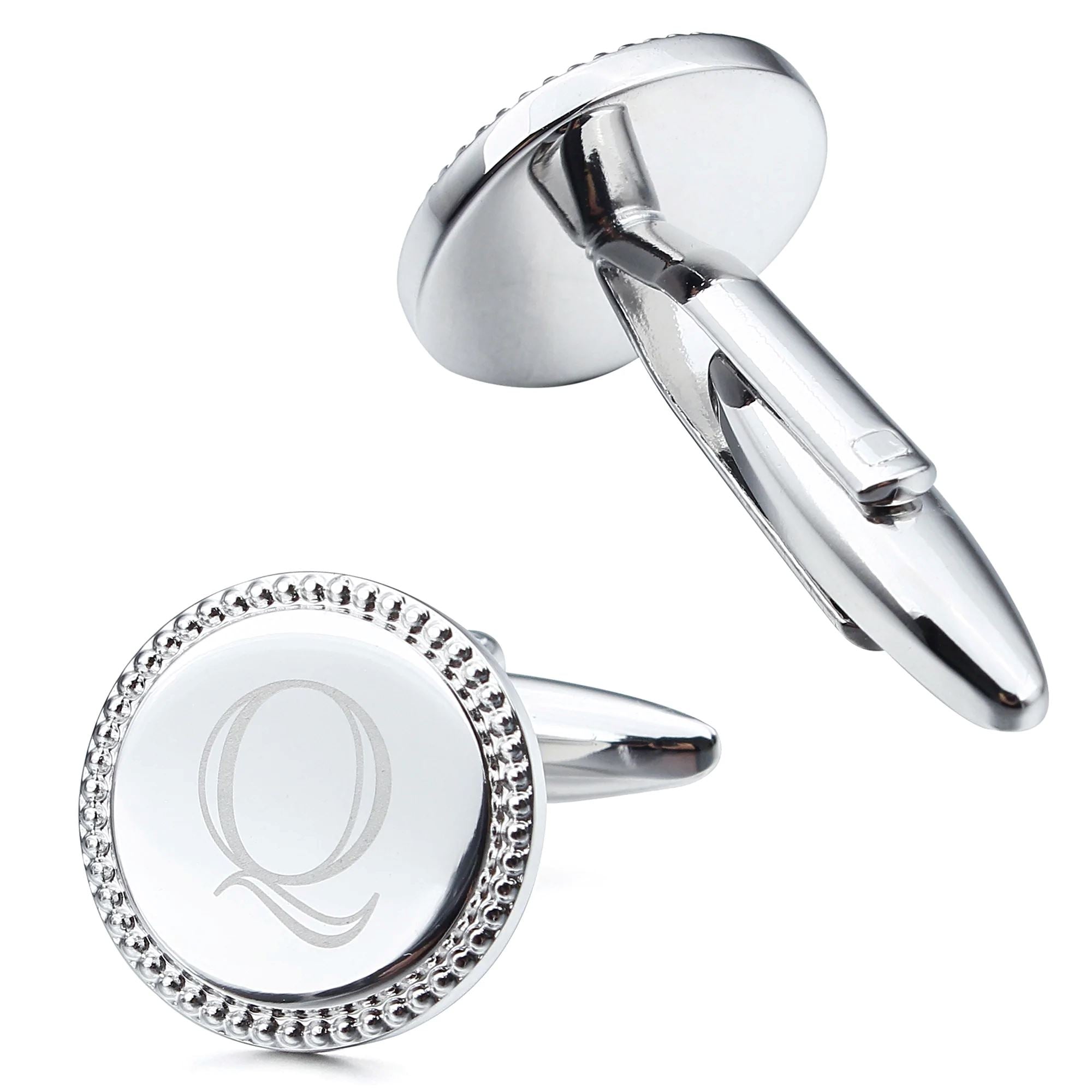Personalised Silver Initial Round Cufflinks