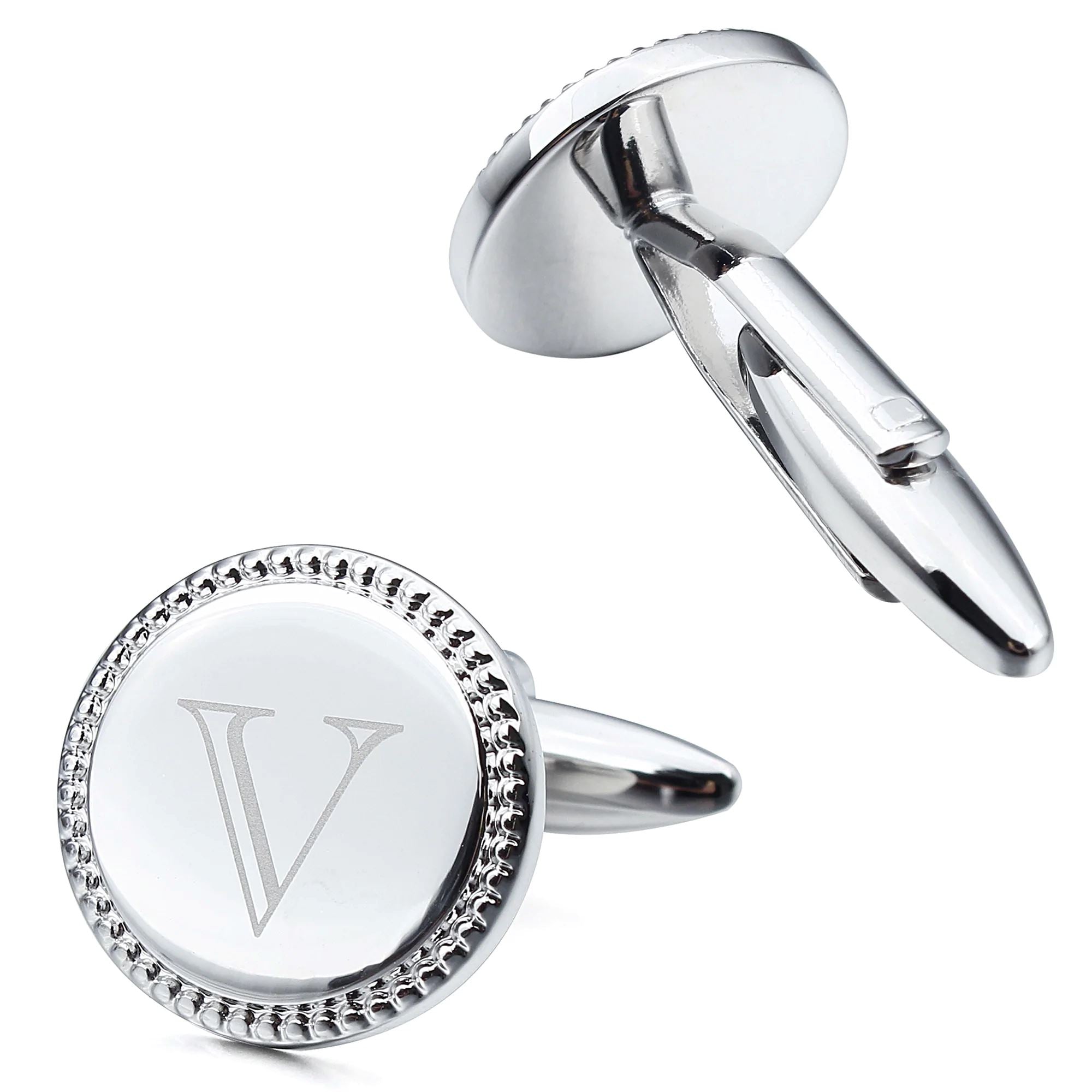 Personalised Silver Initial Round Cufflinks
