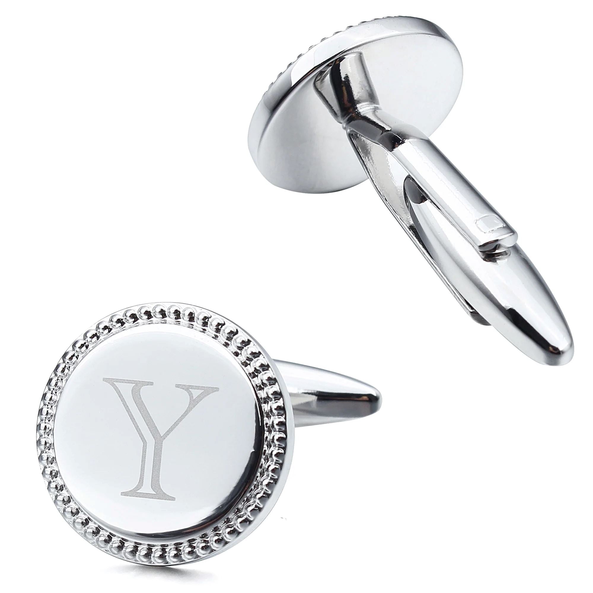 Personalised Silver Initial Round Cufflinks