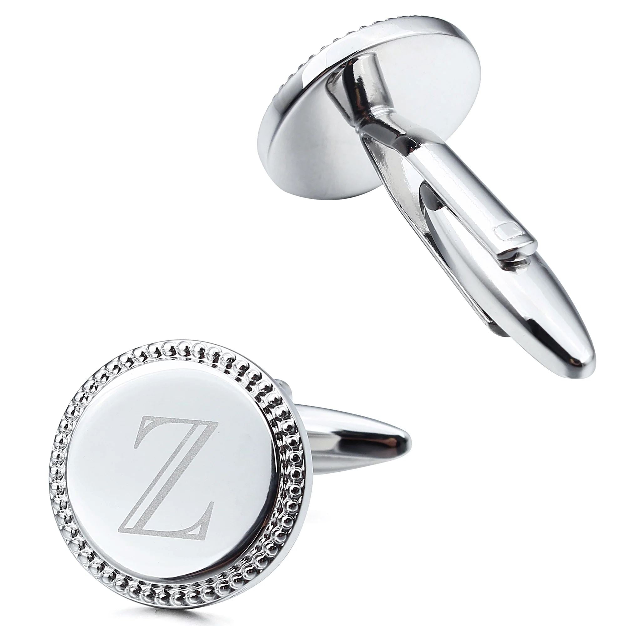 Personalised Silver Initial Round Cufflinks