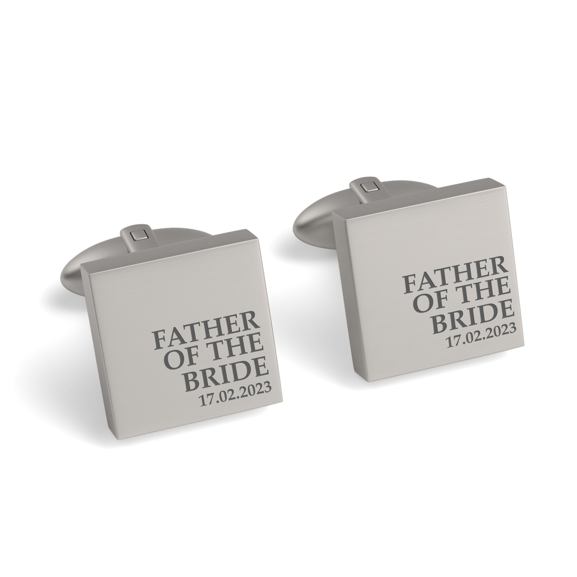Father of the Bride & Date Engraved Wedding Square Cufflinks