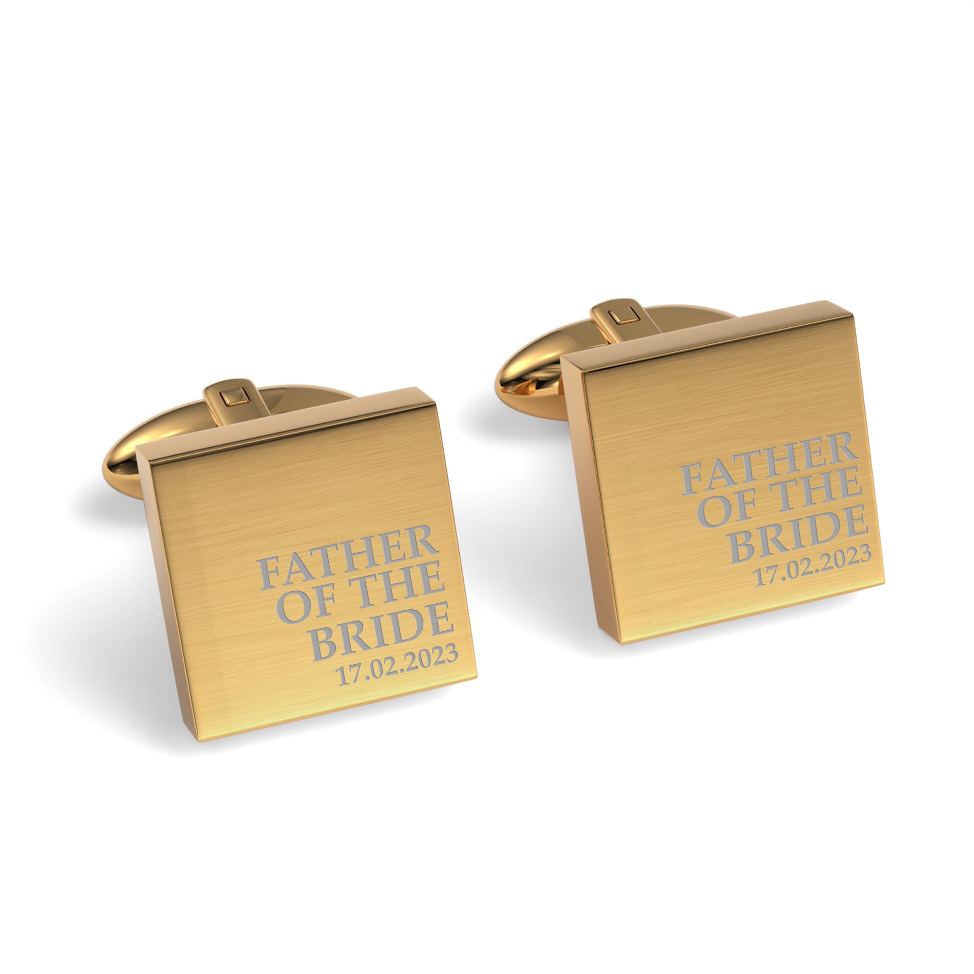 Father of the Bride & Date Engraved Wedding Square Cufflinks