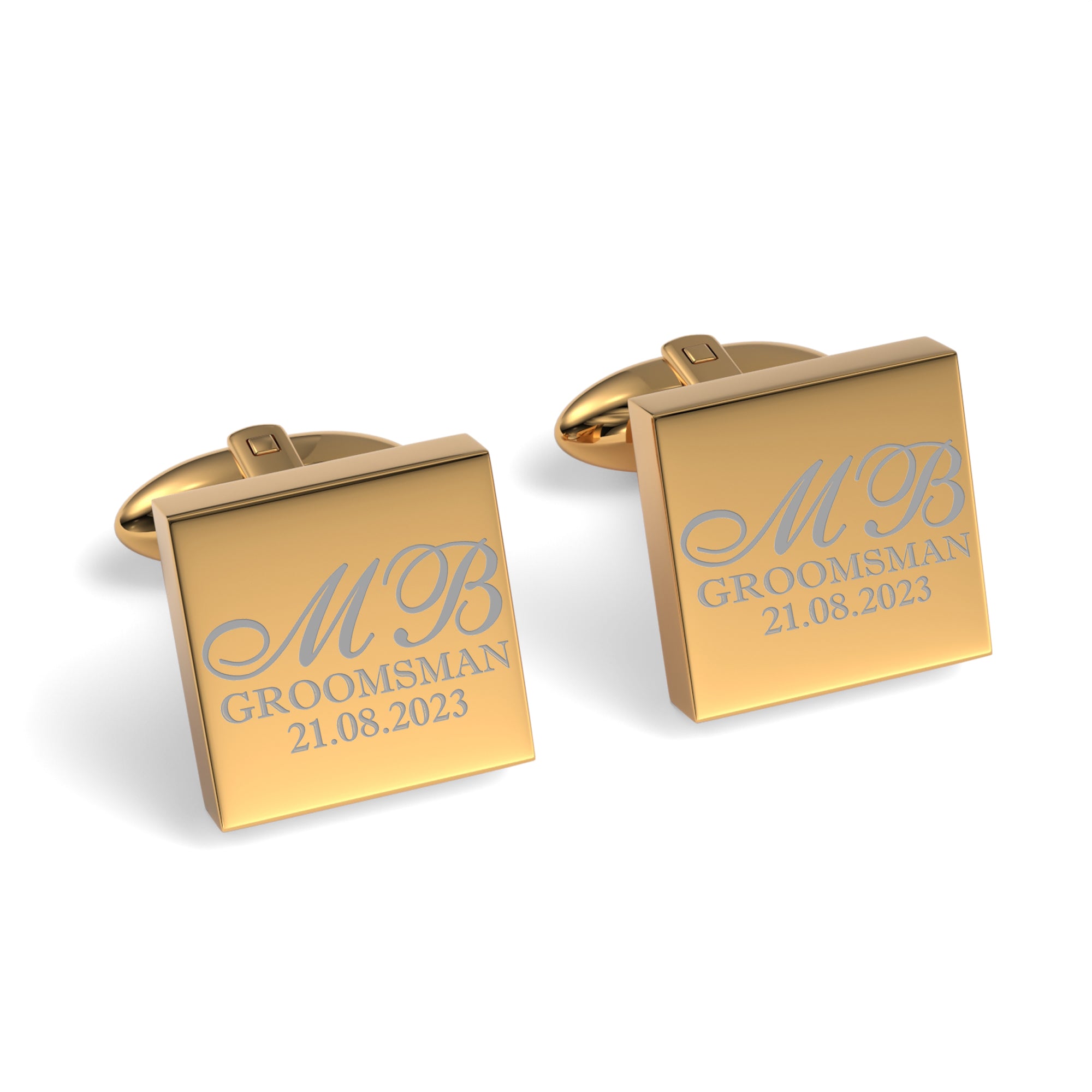 Initials with Wedding Role + Date Engraved Cufflinks