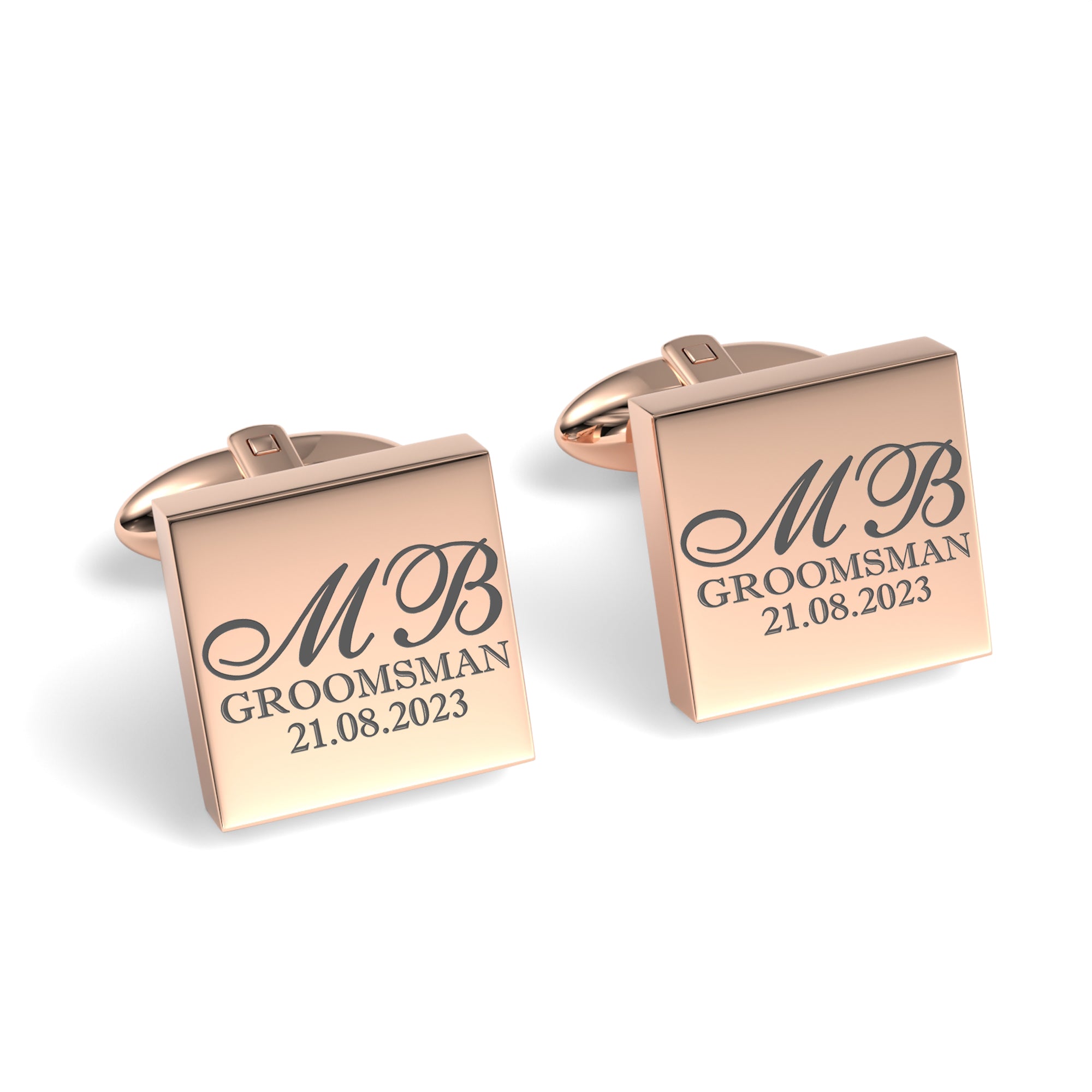 Initials with Wedding Role + Date Engraved Cufflinks