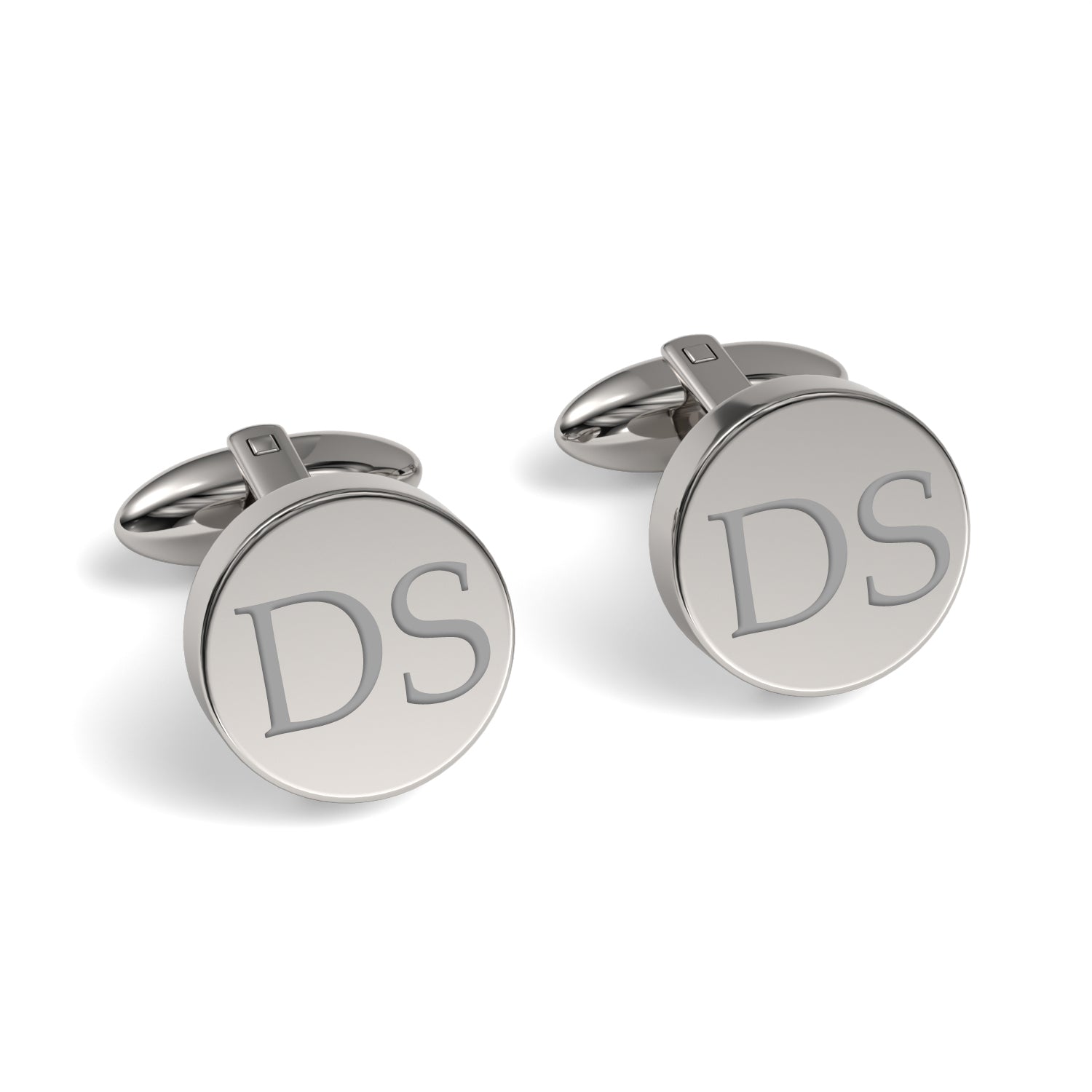 Two Initials Engraved Round Cufflinks