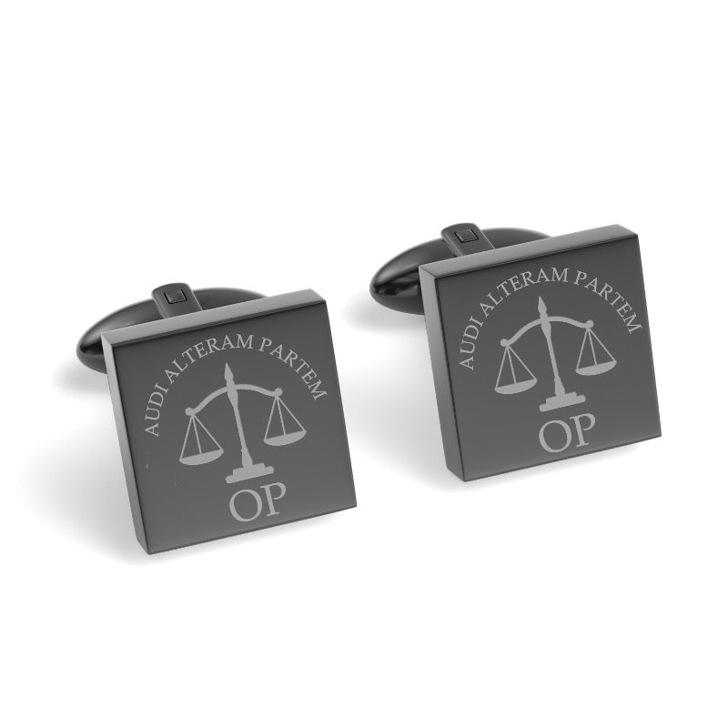 Lawyer's Initials and Legal Maxims Engraved Cufflinks