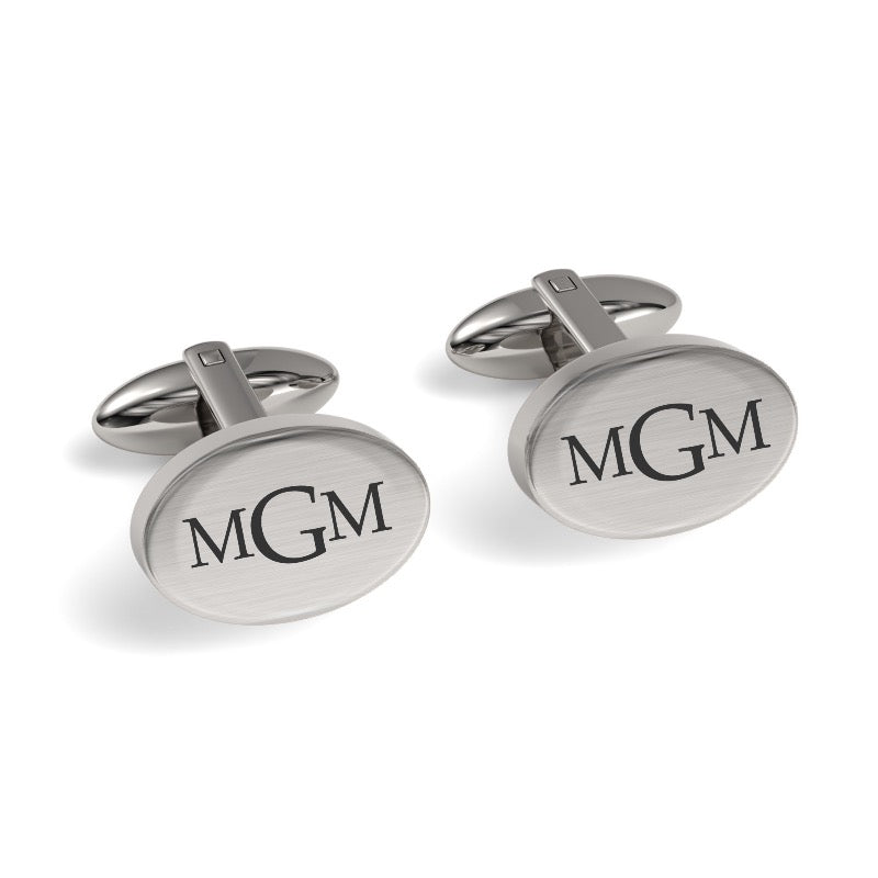Engraved Monogram Initials Oval Cufflinks