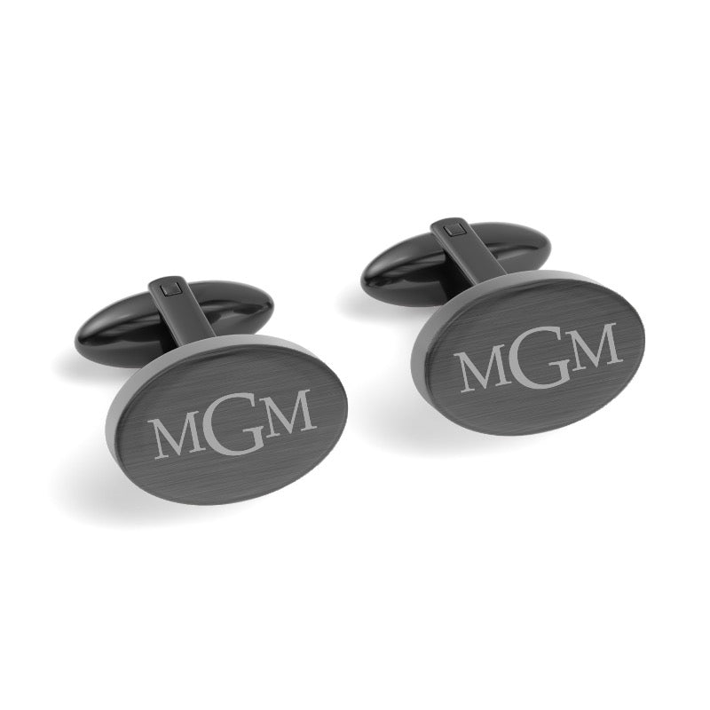 Engraved Monogram Initials Oval Cufflinks