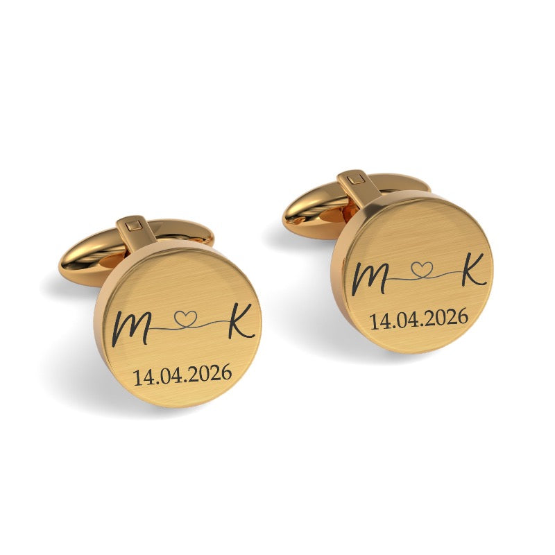 Initials Entwined and Date Engraved Cufflinks