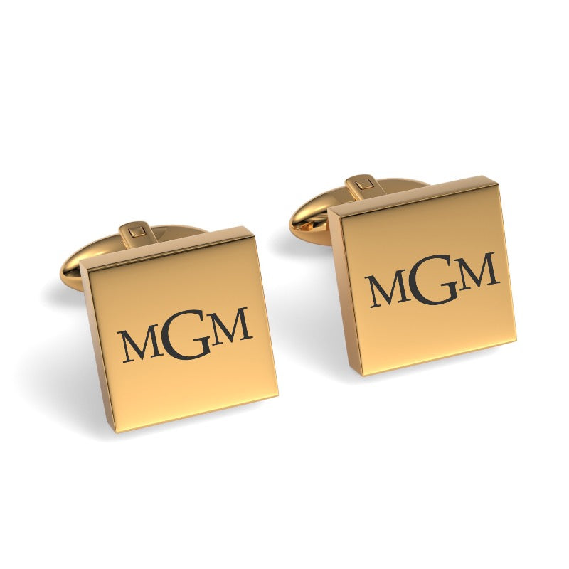 Engraved Monogram Initials Square Cufflinks