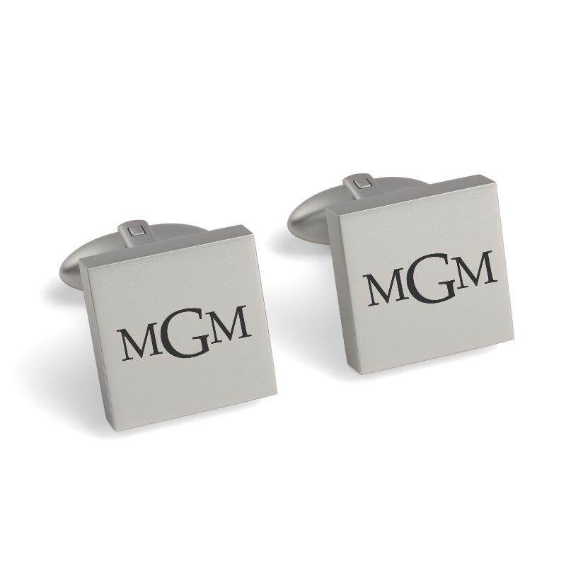 Engraved Monogram Initials Square Cufflinks