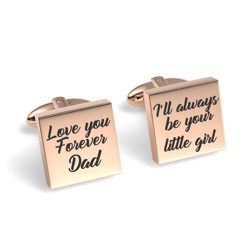 Love You Forever Dad Engraved Square Cufflinks