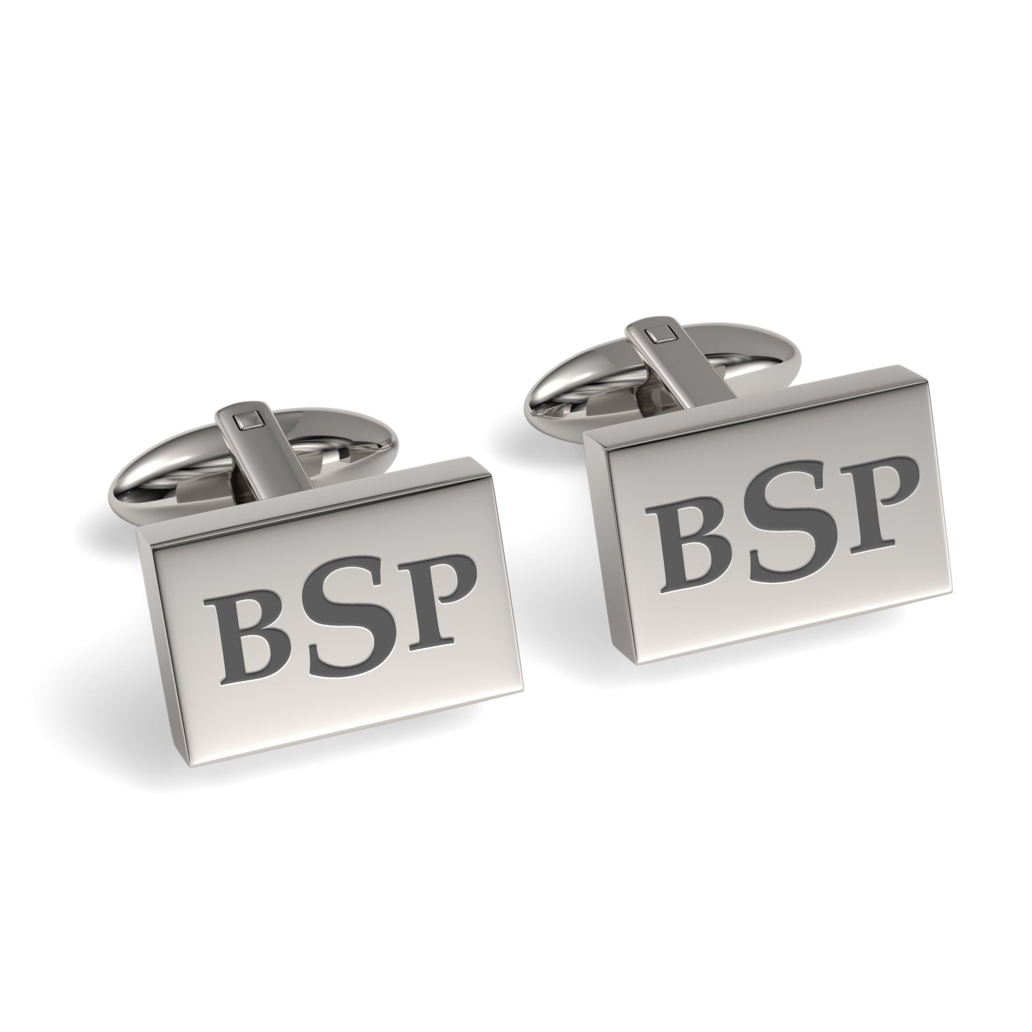 Engraved Monogram Initials Rectangle Cufflinks