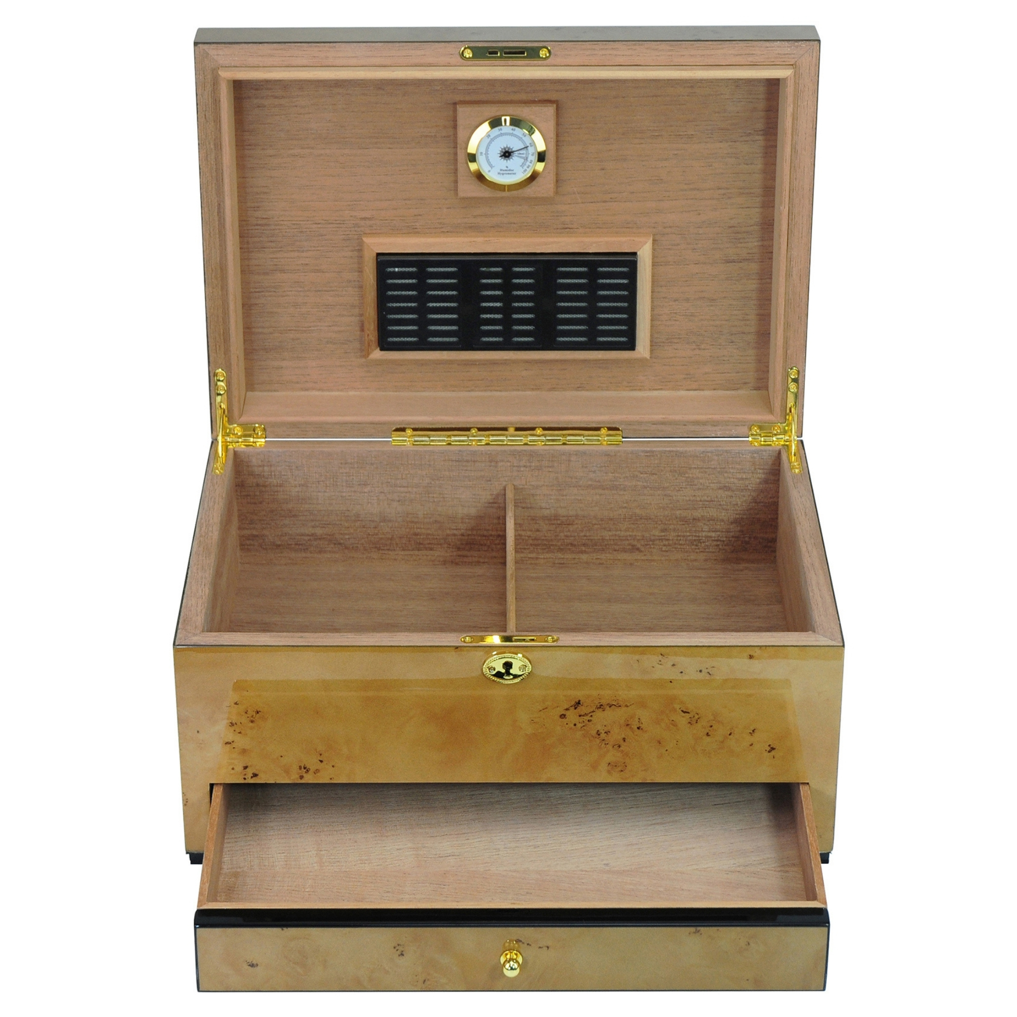 Seconds - 100 CT World Map Burl Cigar Humidor Spanish Cedar Box for Cigars (A)