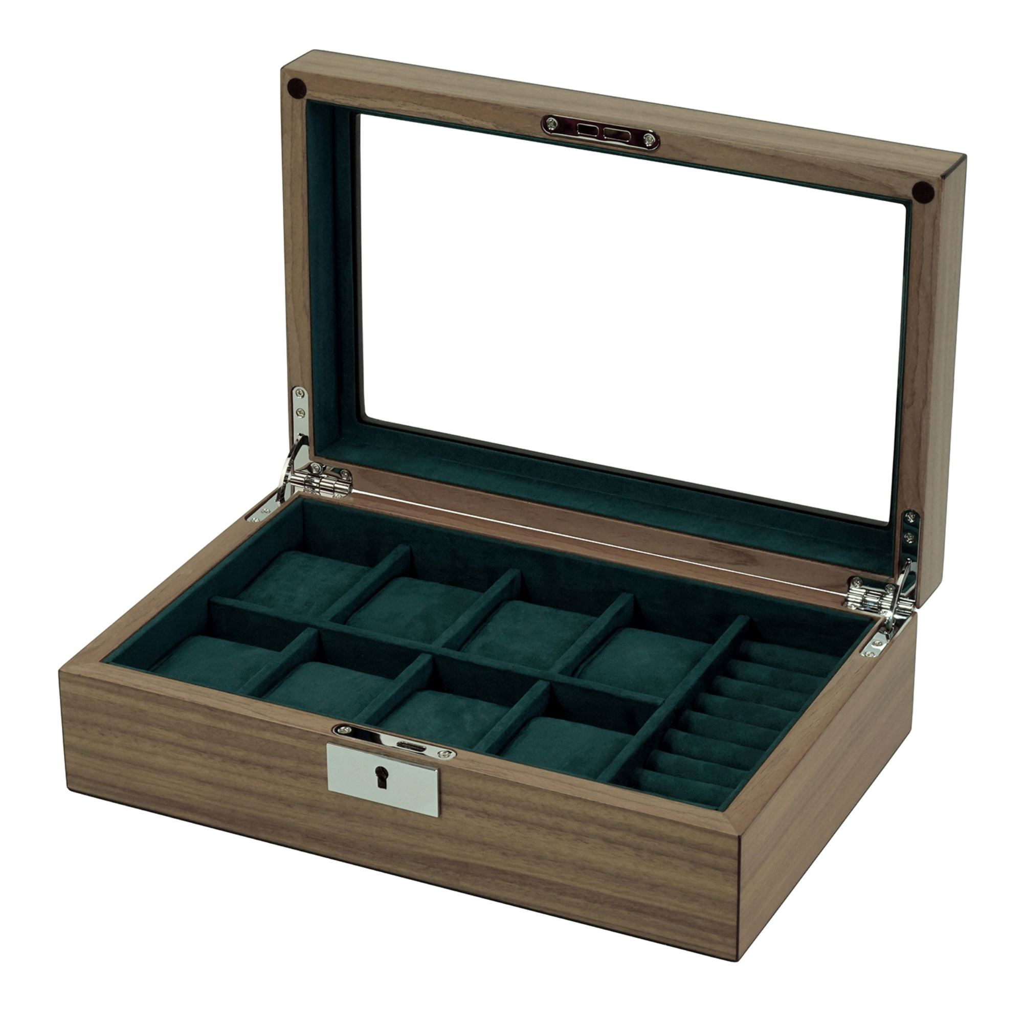Seconds - 8 Slots Walnut Wooden Watch Box with Cufflinks Storage