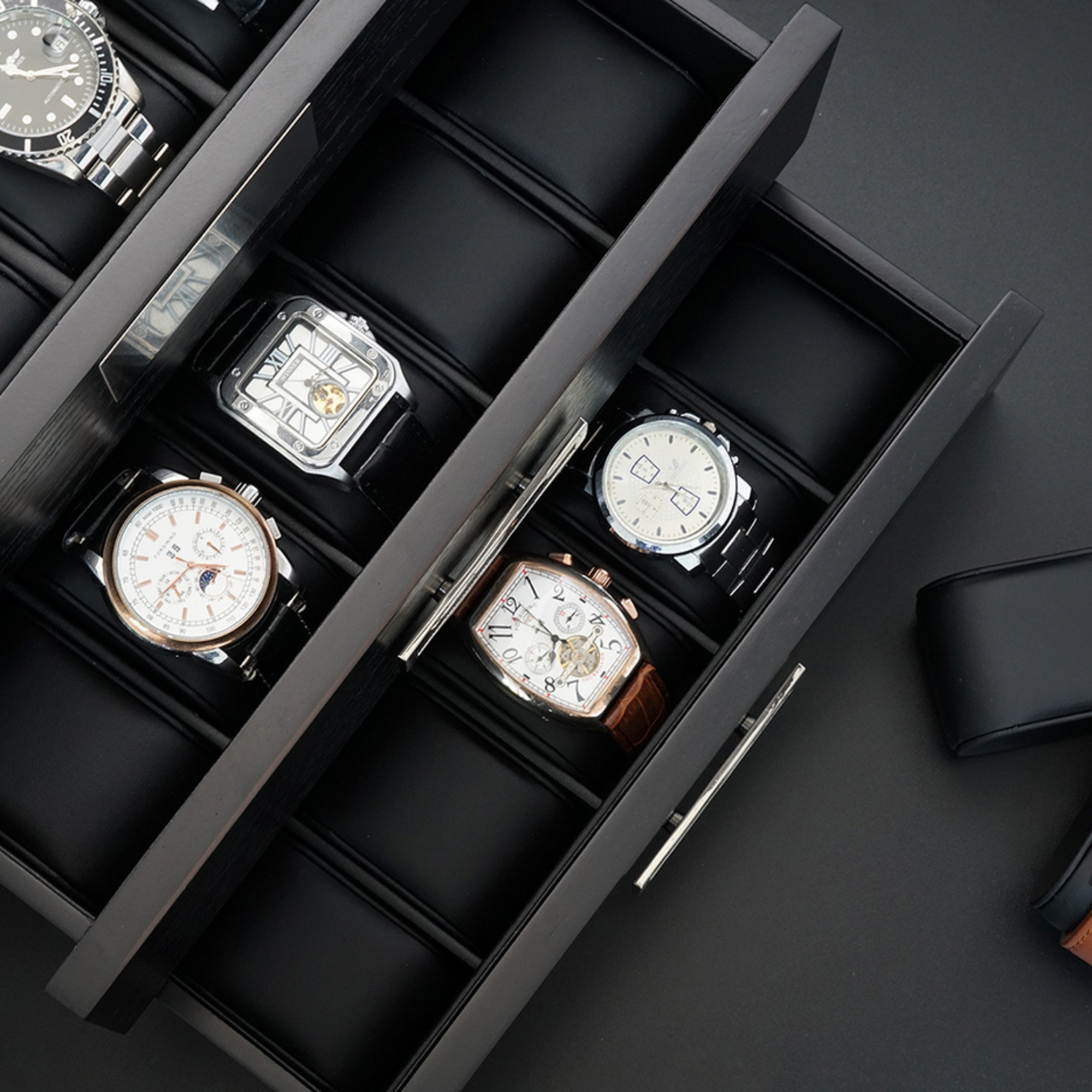 Black Wooden Watch Box for 30 watches