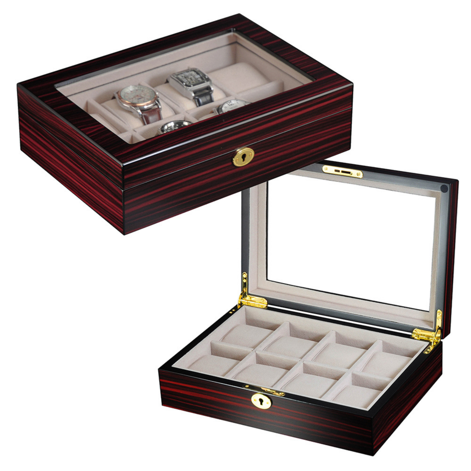 Ebony Wooden Watch Box for 8 Watches