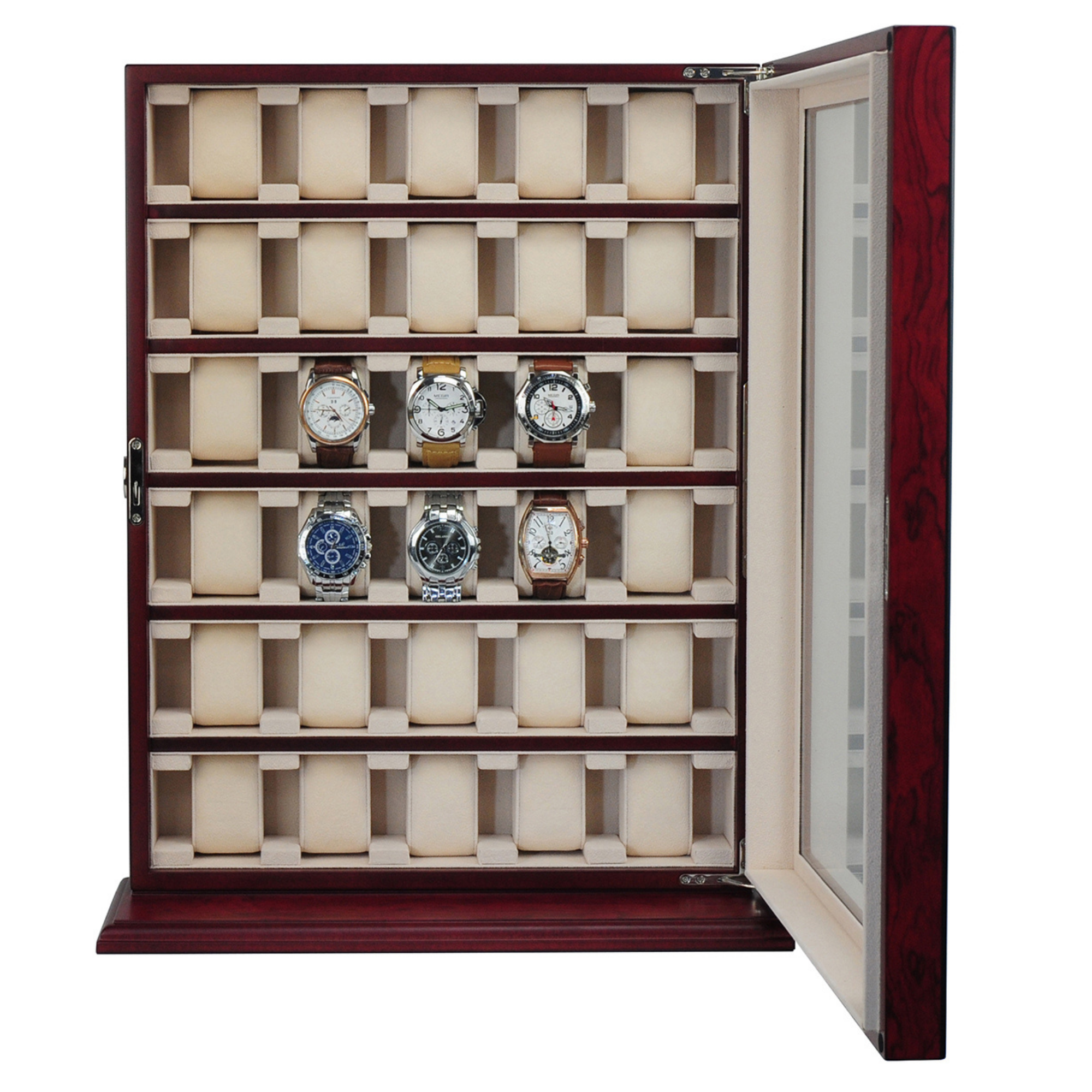 Bubinga Wooden Watch Cabinet for 30 watches