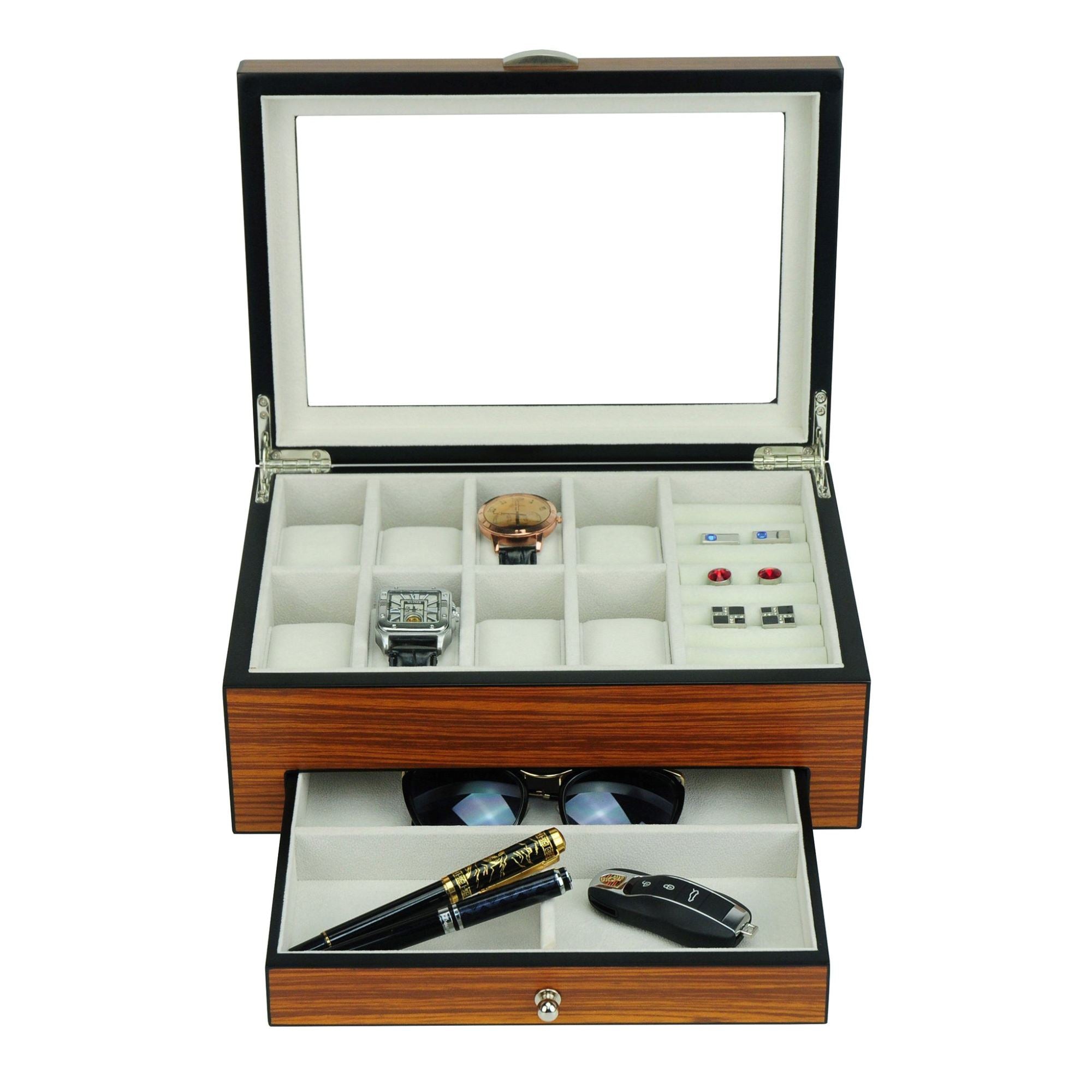 Wooden Jewelry Box with a Drawer Storage Boxes Clinks