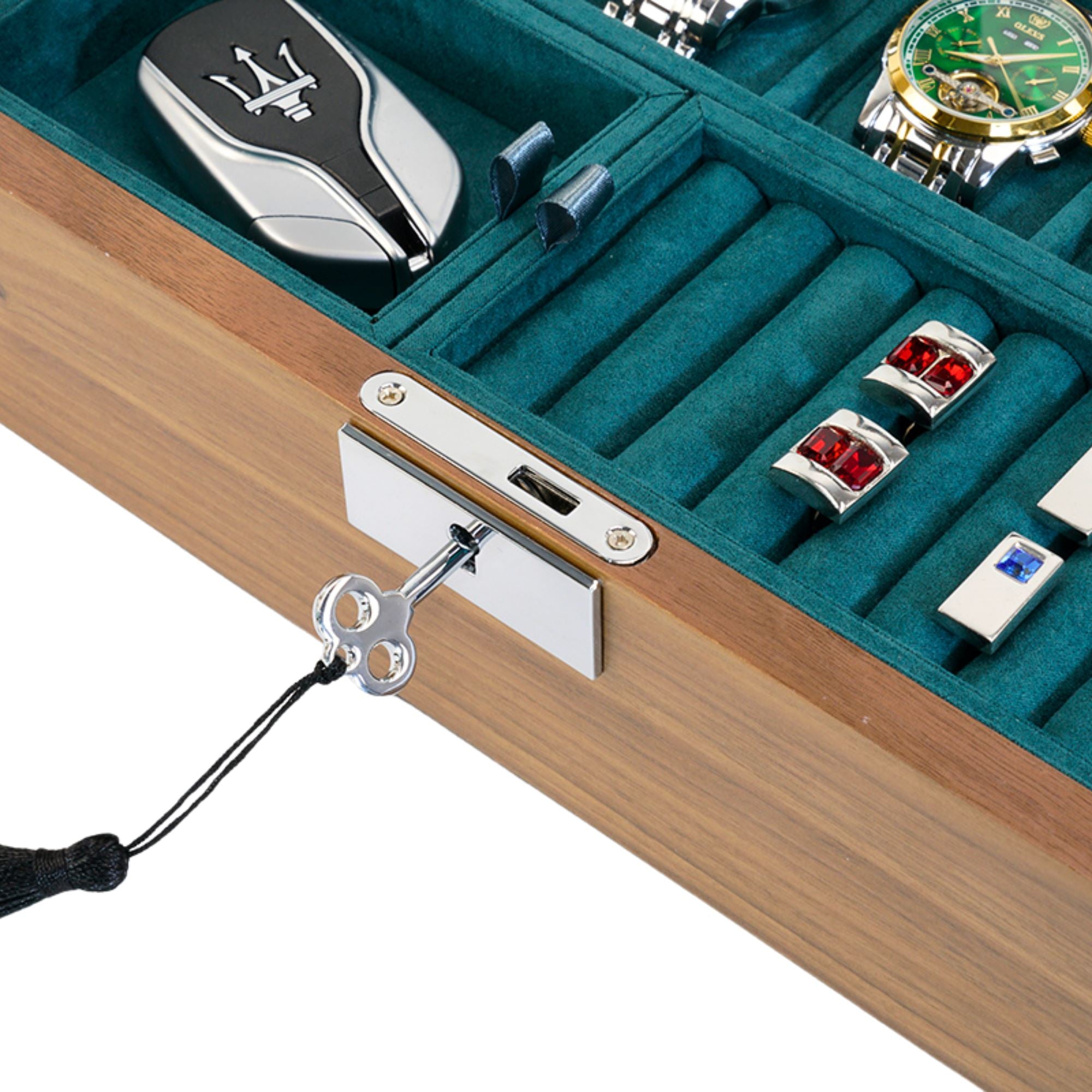 10 Slots Walnut Wooden Watch Box with Removable Trays Watch Boxes Clinks Australia