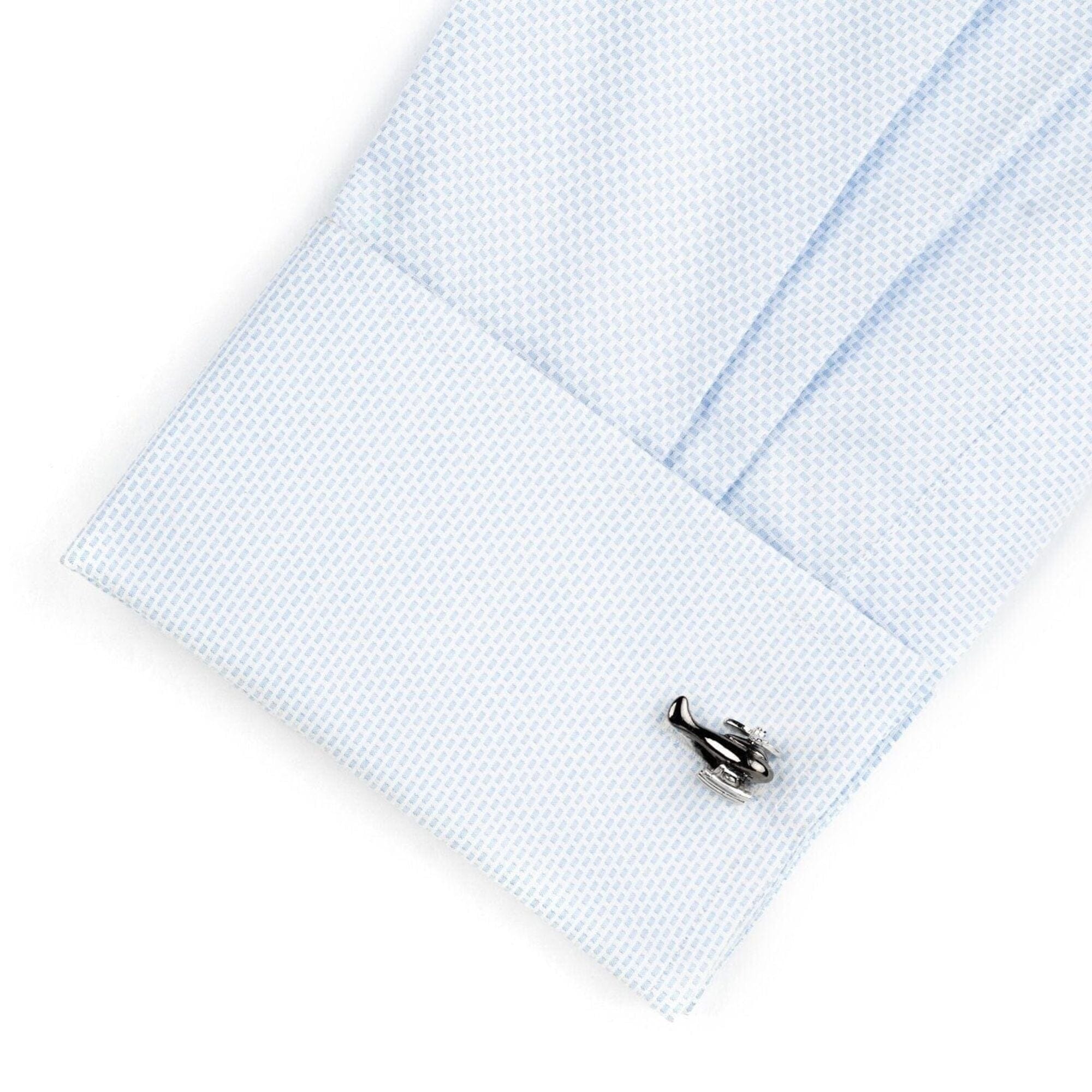 Gunmetal and Silver Helicopter Cufflinks Novelty Cufflinks Clinks Australia