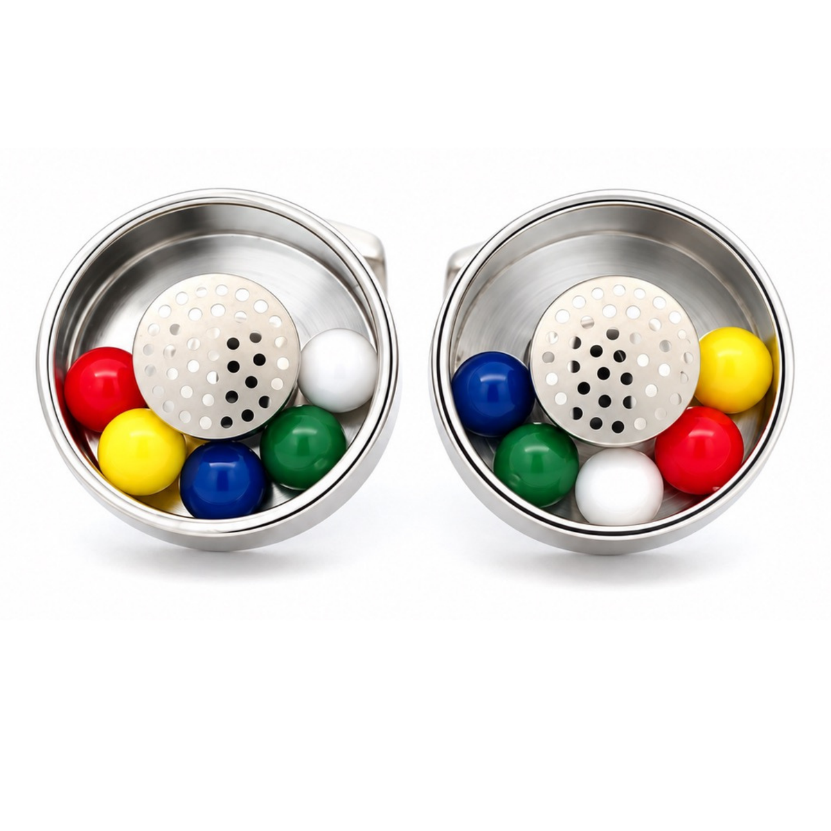 Moving Ball Bearing Cufflinks with Colourful Balls