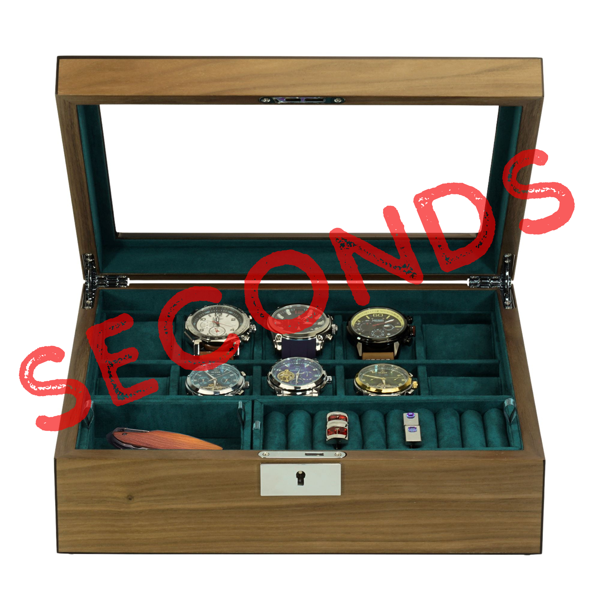 Seconds - 10 Slots Walnut Wooden Watch Box with Removable Trays (A)
