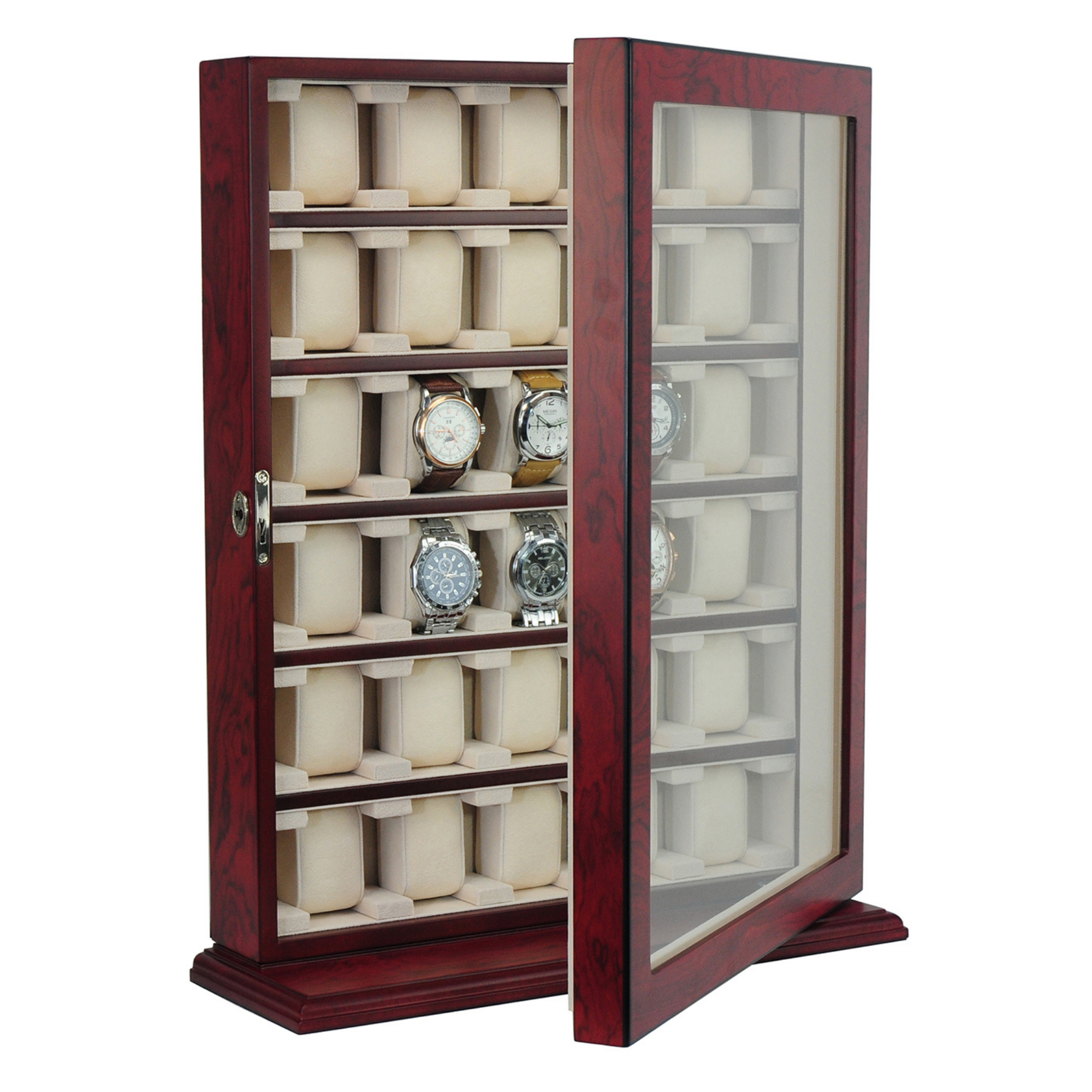 Bubinga Wooden Watch Cabinet for 30 watches
