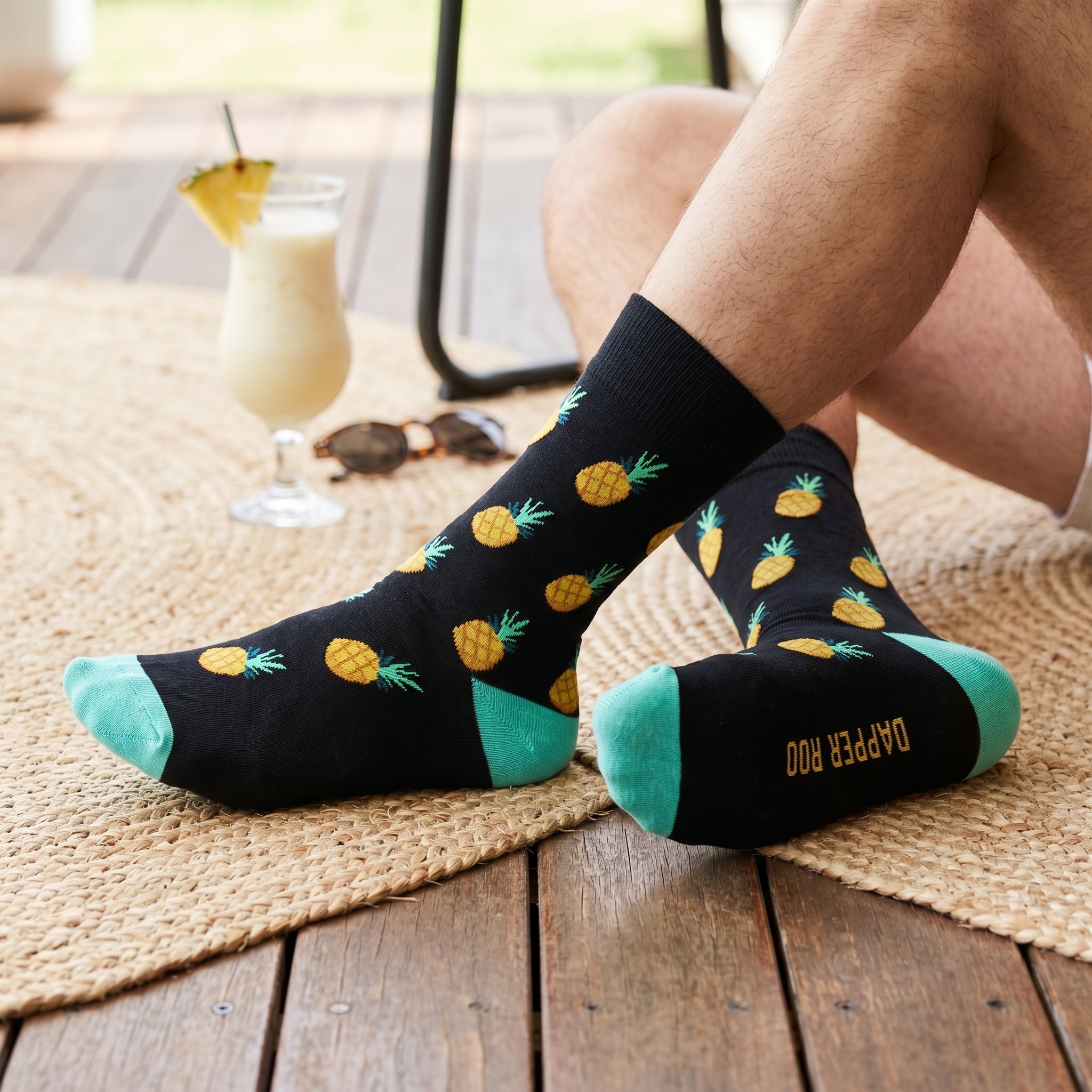 Pina Colada Pineapple Bamboo Socks by Dapper Roo lifestyle image