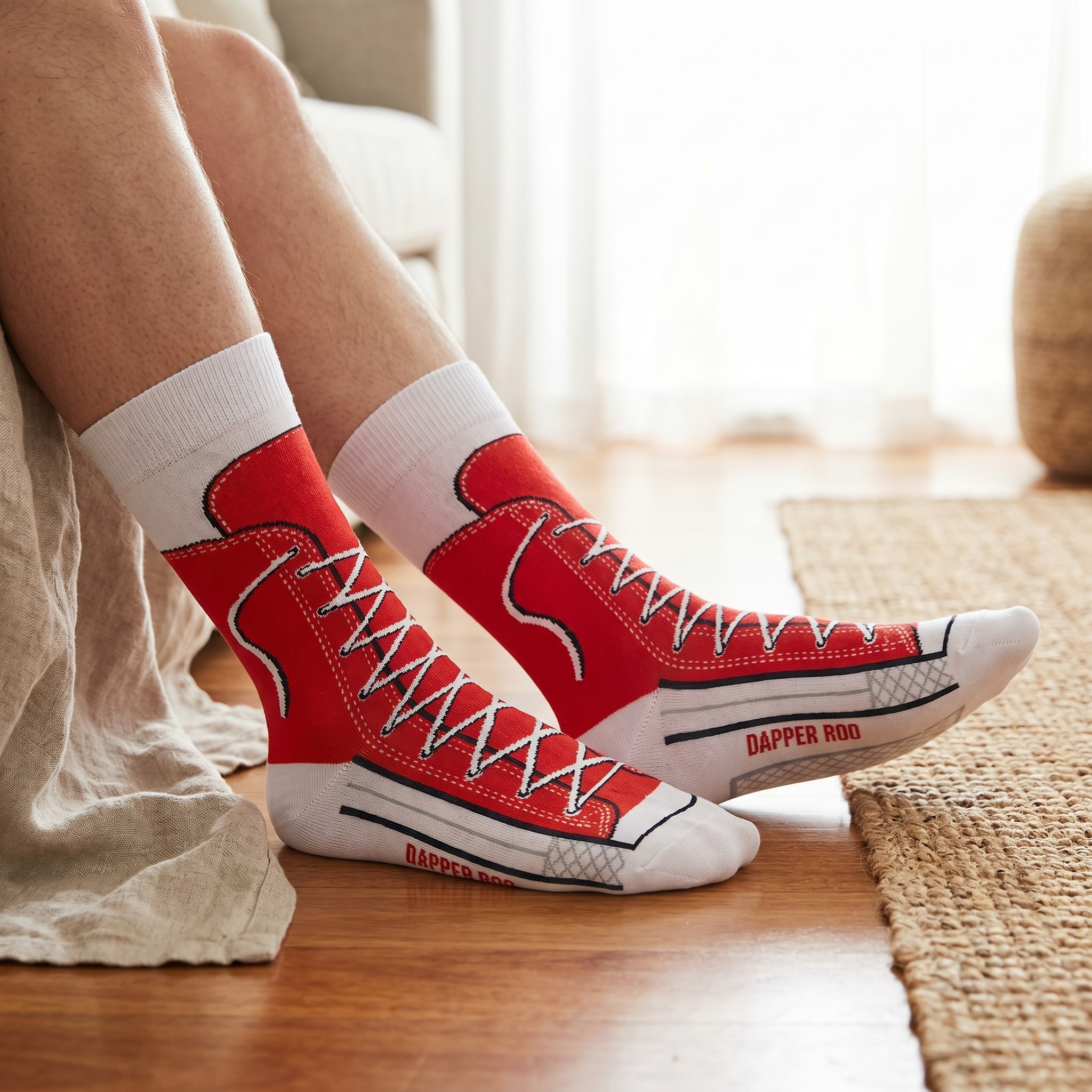 Red Sneaker Socks by Dapper Roo lifestyle image