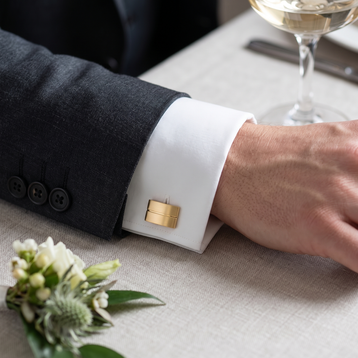 Classic Gold - Single Line Cufflinks — lifestyle shot
