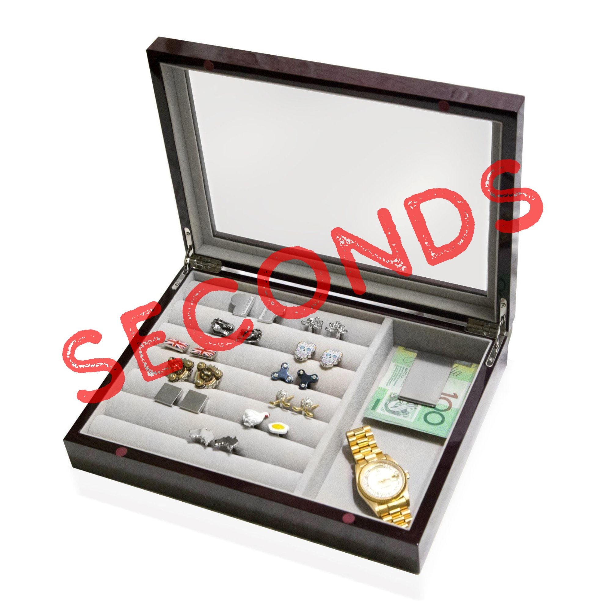 Seconds - Medium Cufflink and Valet Box Mahogany Seconds Clinks Australia
