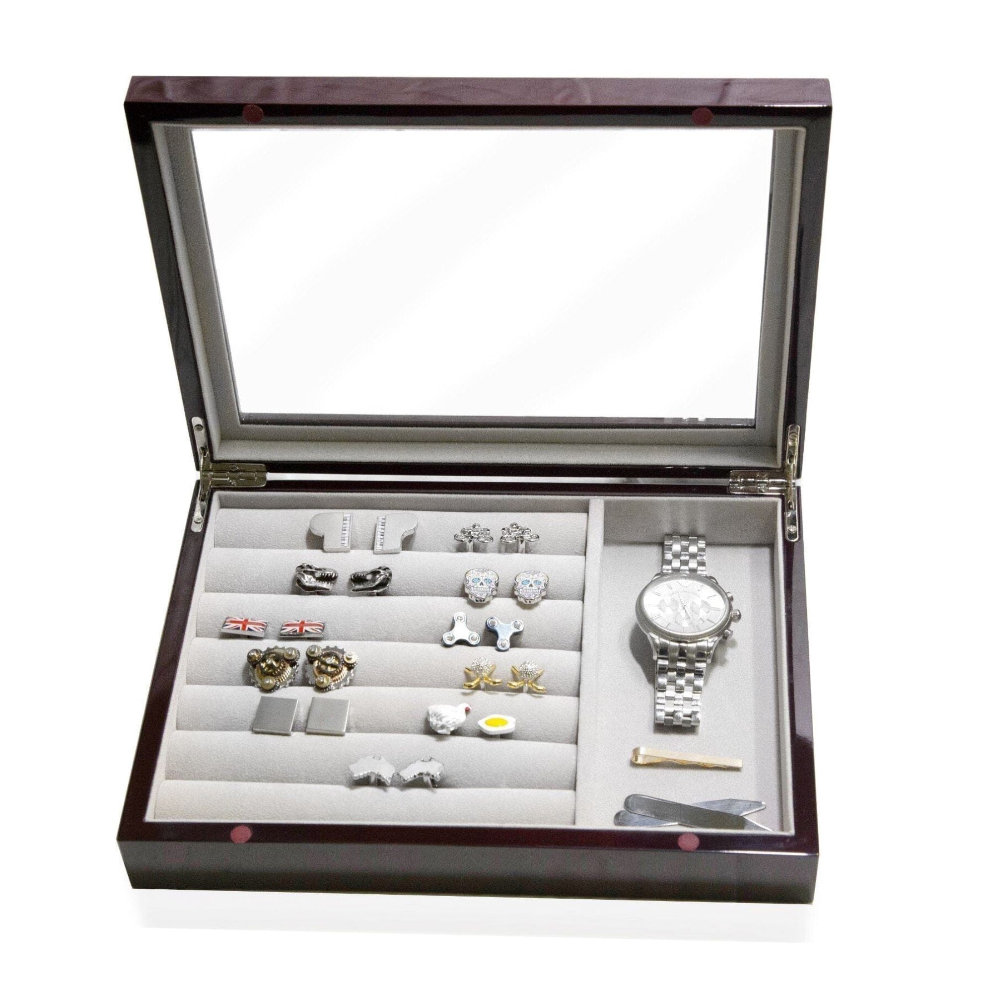 Seconds - Medium Cufflink and Valet Box Mahogany Seconds Clinks Australia