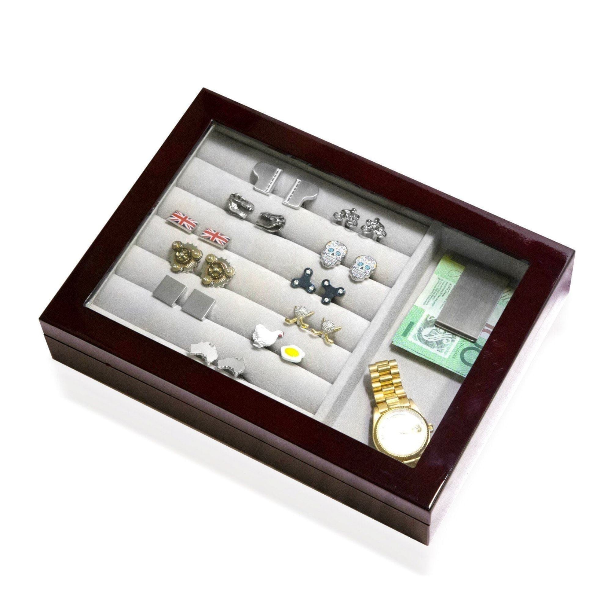 Seconds - Medium Cufflink and Valet Box Mahogany Seconds Clinks Australia