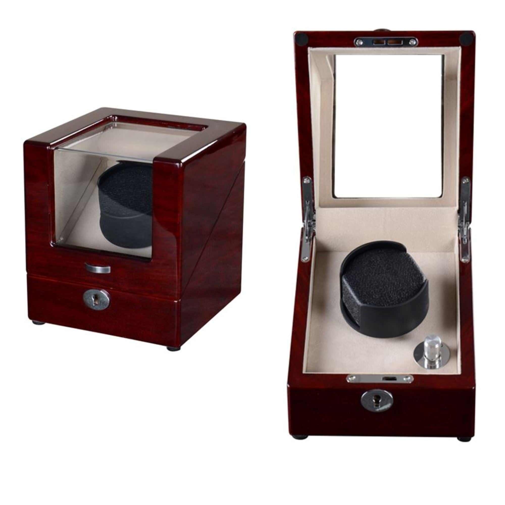 Seconds - Waratah Watch Winder Box for 1 Watch in Mahogany (e) Seconds Clinks