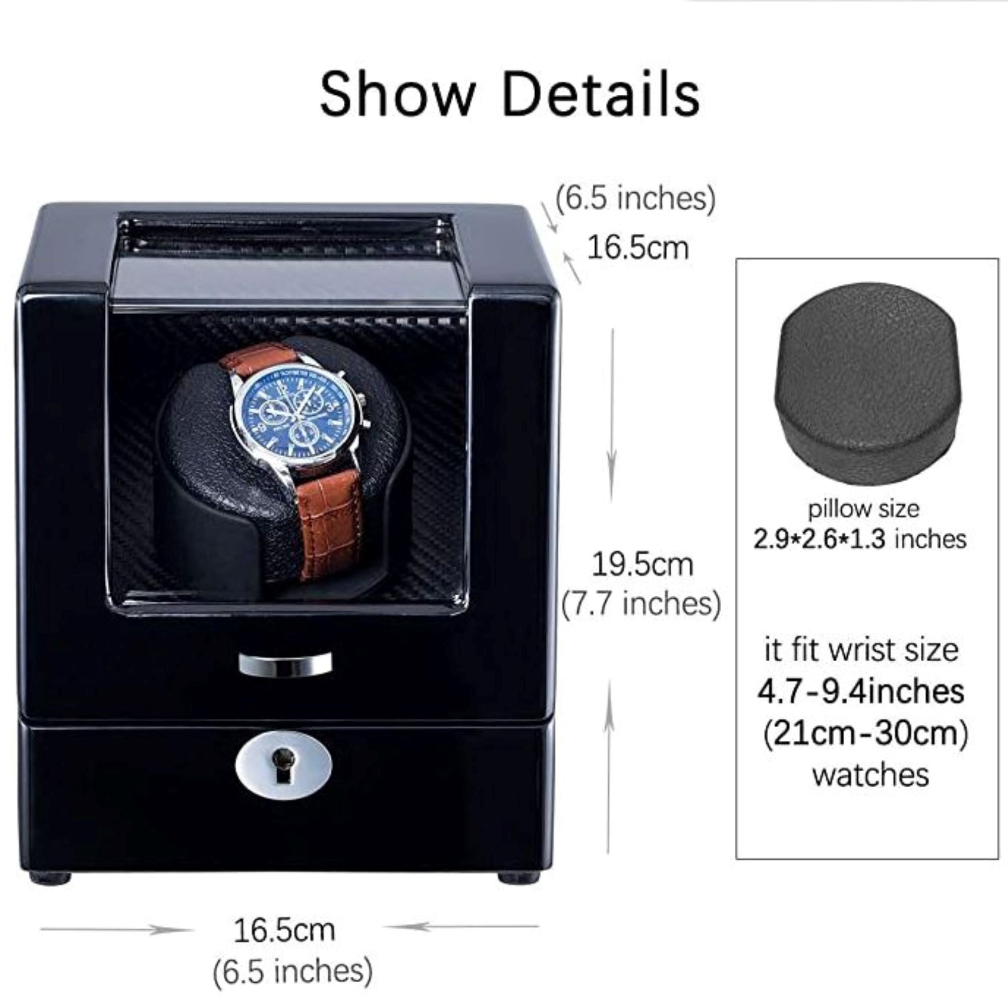 Seconds - Waratah Watch Winder Box for 1 Watch in Black (b) Seconds Clinks
