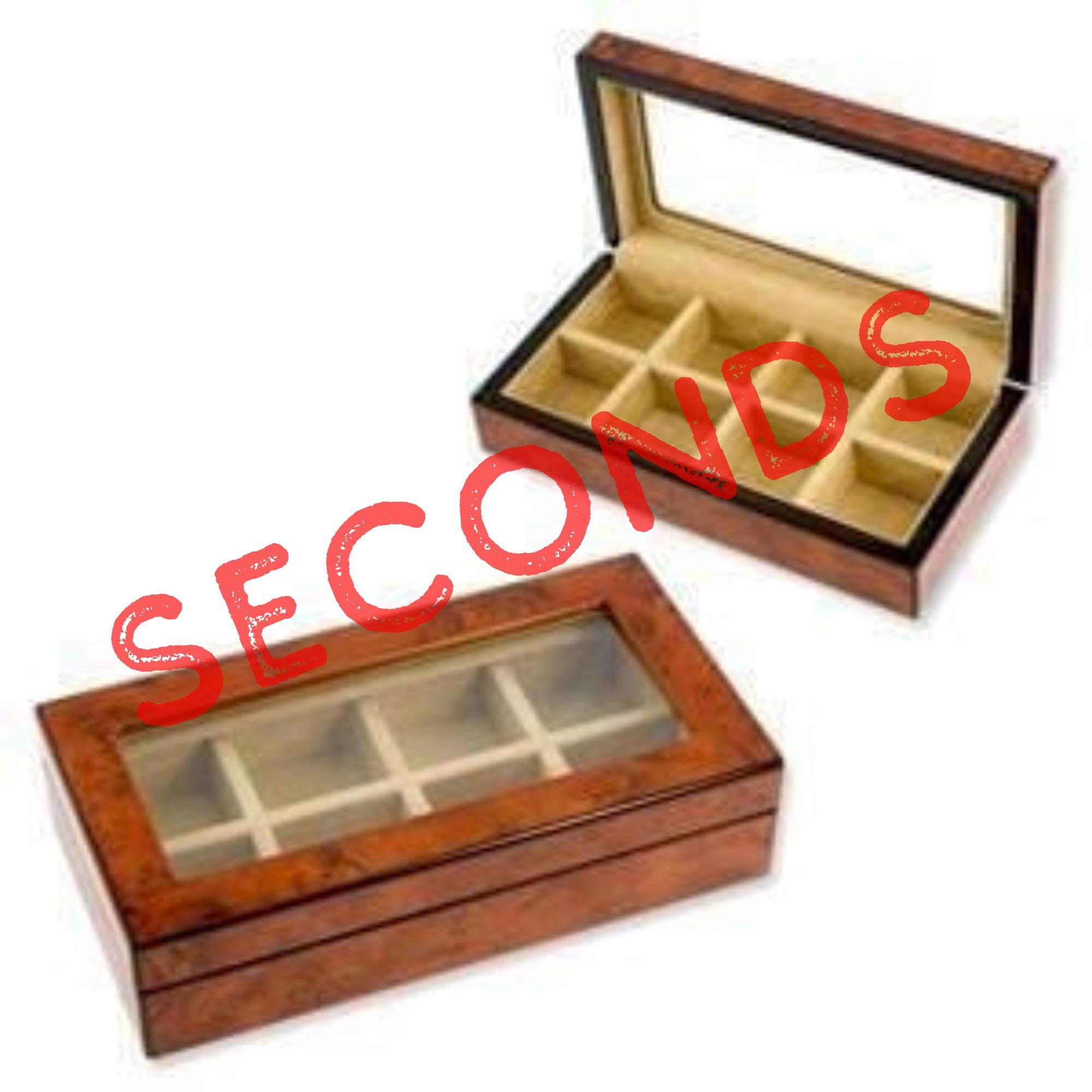 Seconds - 8 Pair Wooden (Elm Burl) Storage Box Seconds Clinks Australia