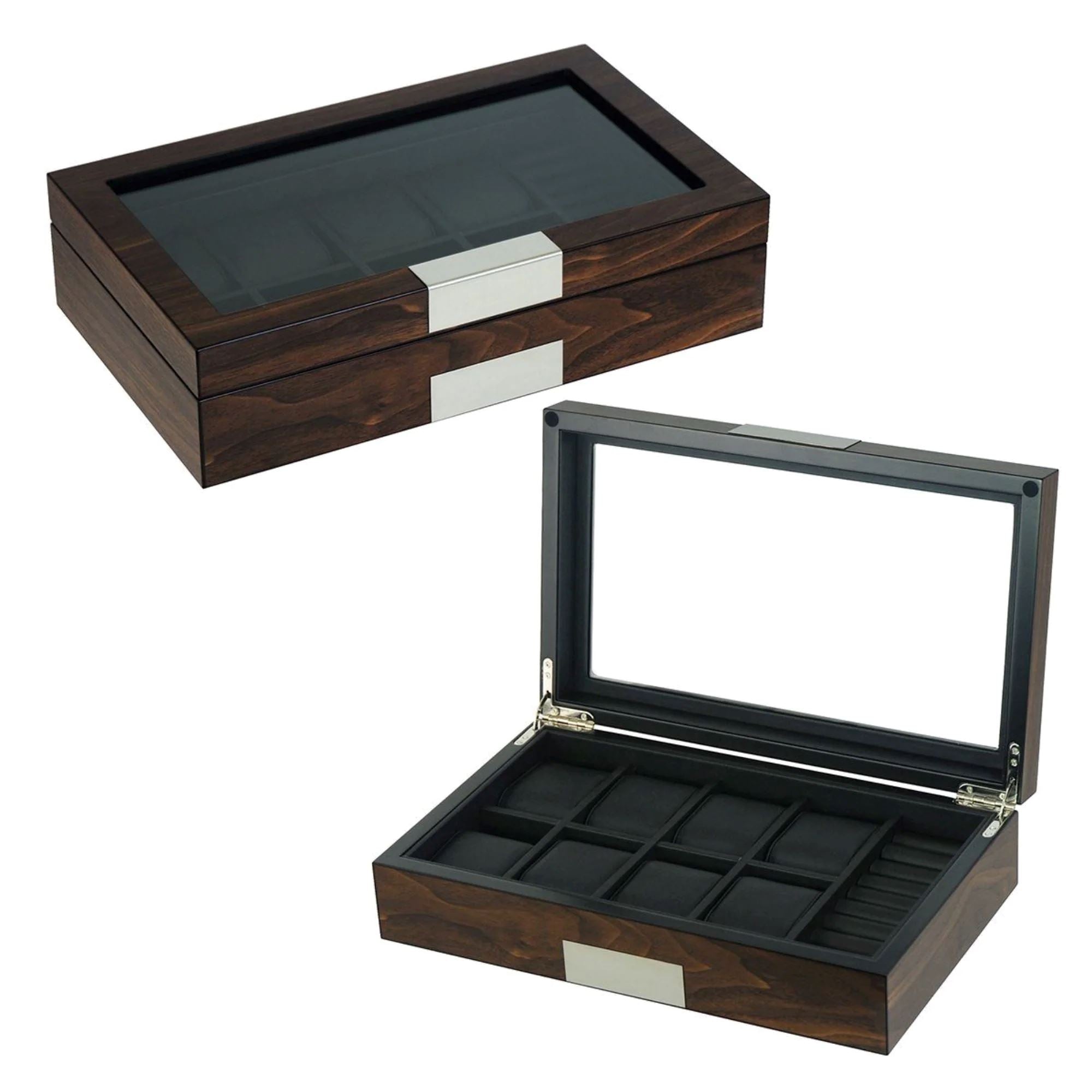 Seconds - 8 Slots Walnut Wooden Watch/Cufflink Box Seconds Clinks