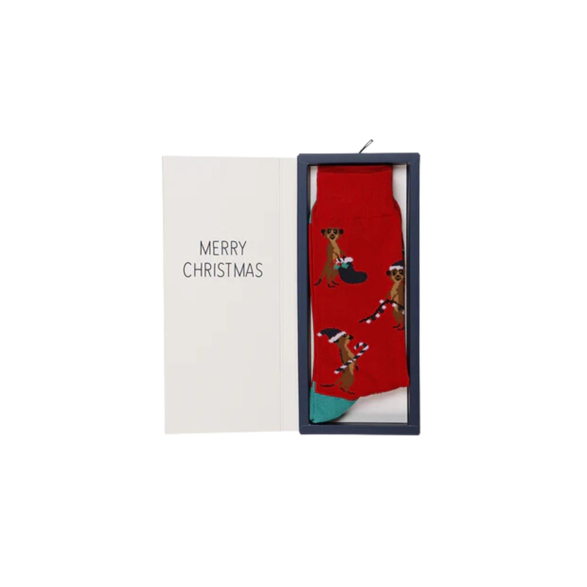 Xmas Meerkat Sock with Card Socks Bamboozld